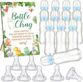 TrelaCo Dinosaur Cool Baby Shower Games Bottle Chug Sign Wooden Green Leaf Gift Sets Gender Reveal Party Favors and 12 Pcs Baby Bottle Shower Favor for Game Gender Reveal