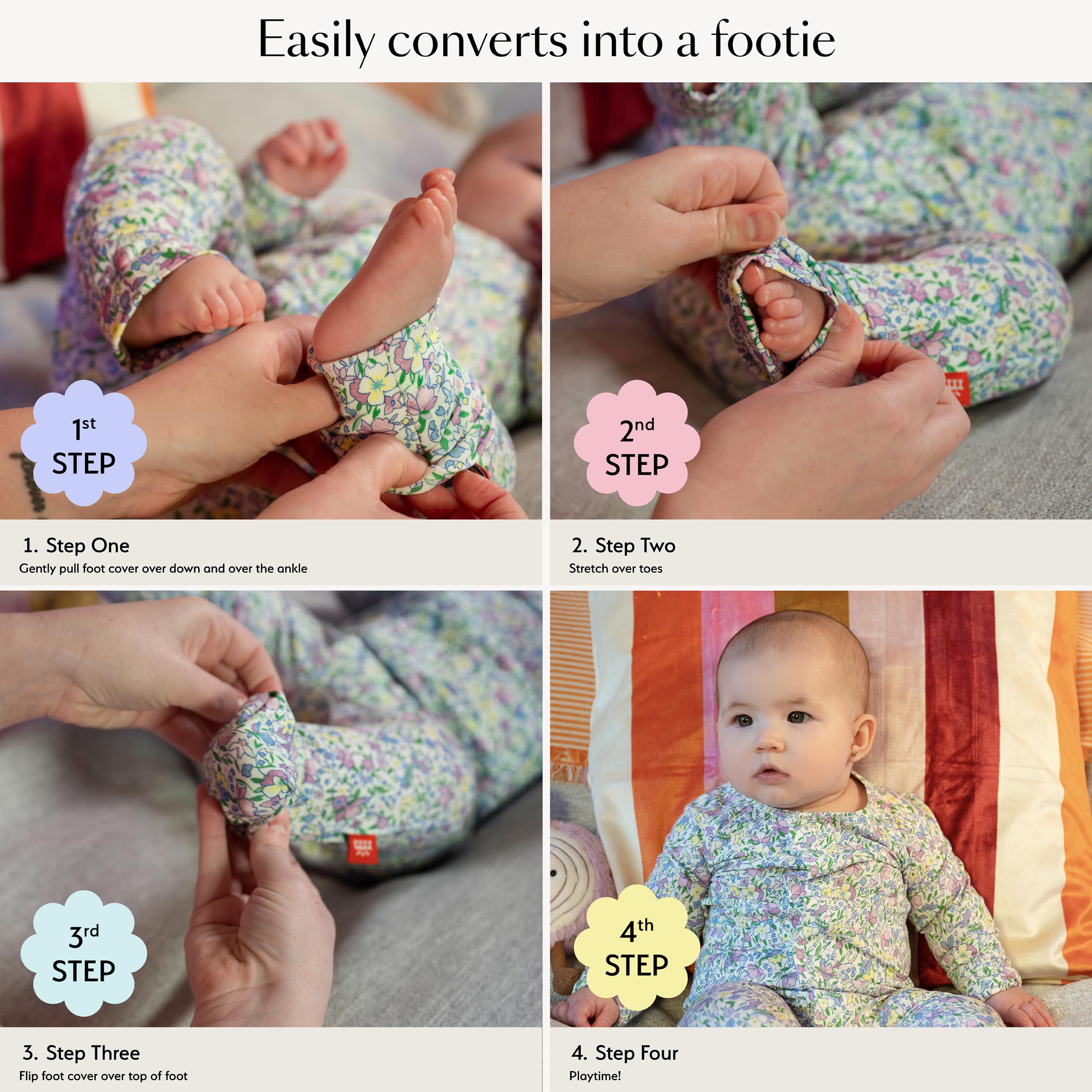 Magnetic Me Girls Modal Magnetic Baby Footie Pajamas | Silky Soft Modal Fabric | Pink Ribbon Waffle | 6-9 Months