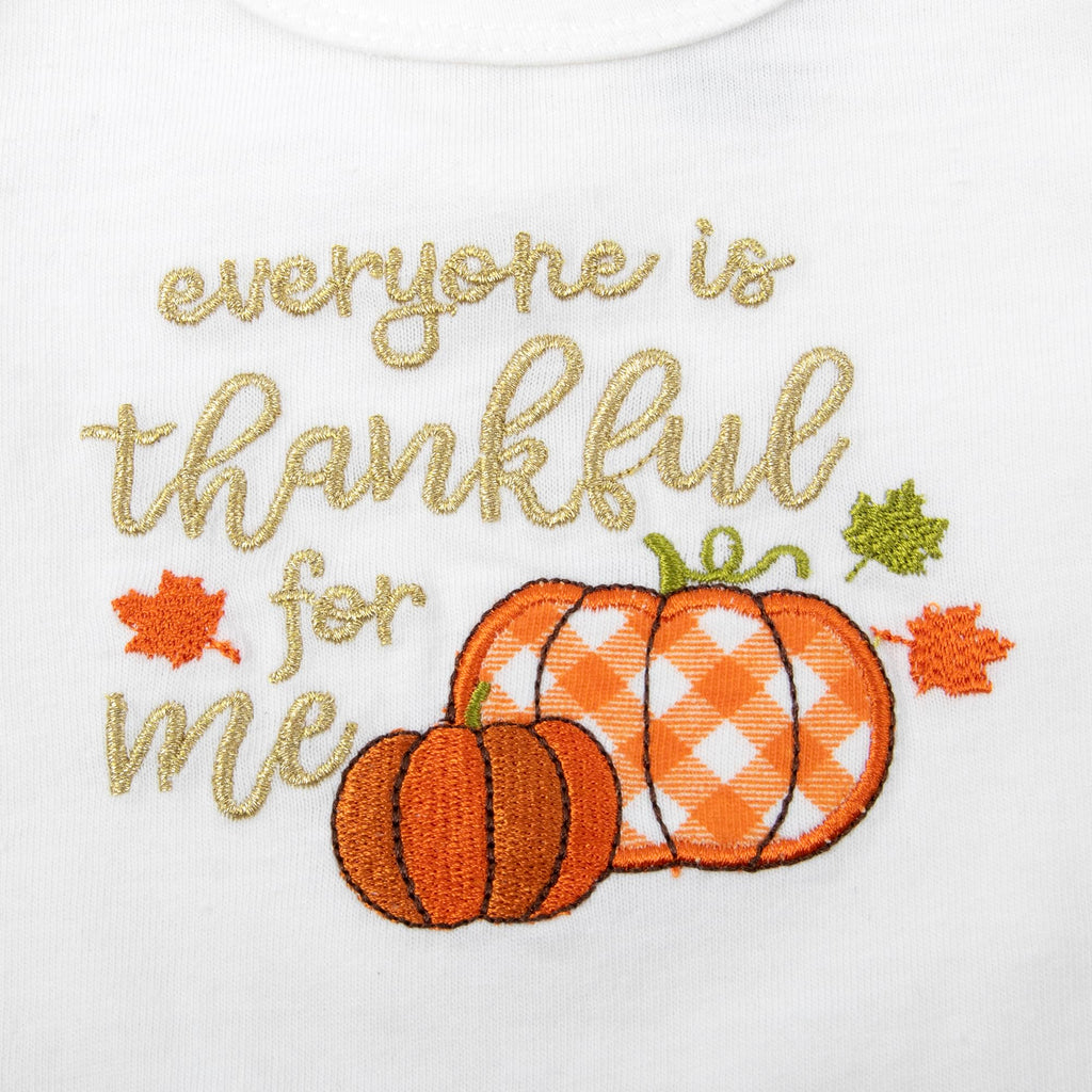 Baby Girl Thanksgiving Outfit 4-Piece Set – Bodysuit, Striped Pants, Tutu Skirt & Bow Headband – Infant Friendsgiving (9 months)
