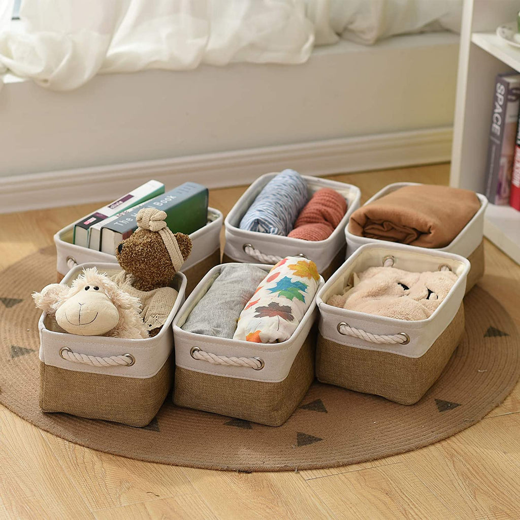 Sacyic Small Baskets for Organizing, [6 PCS] Collapsible Storage Baskets for Shelves, Storage Bins Boxes Cubes for Clothes Books
