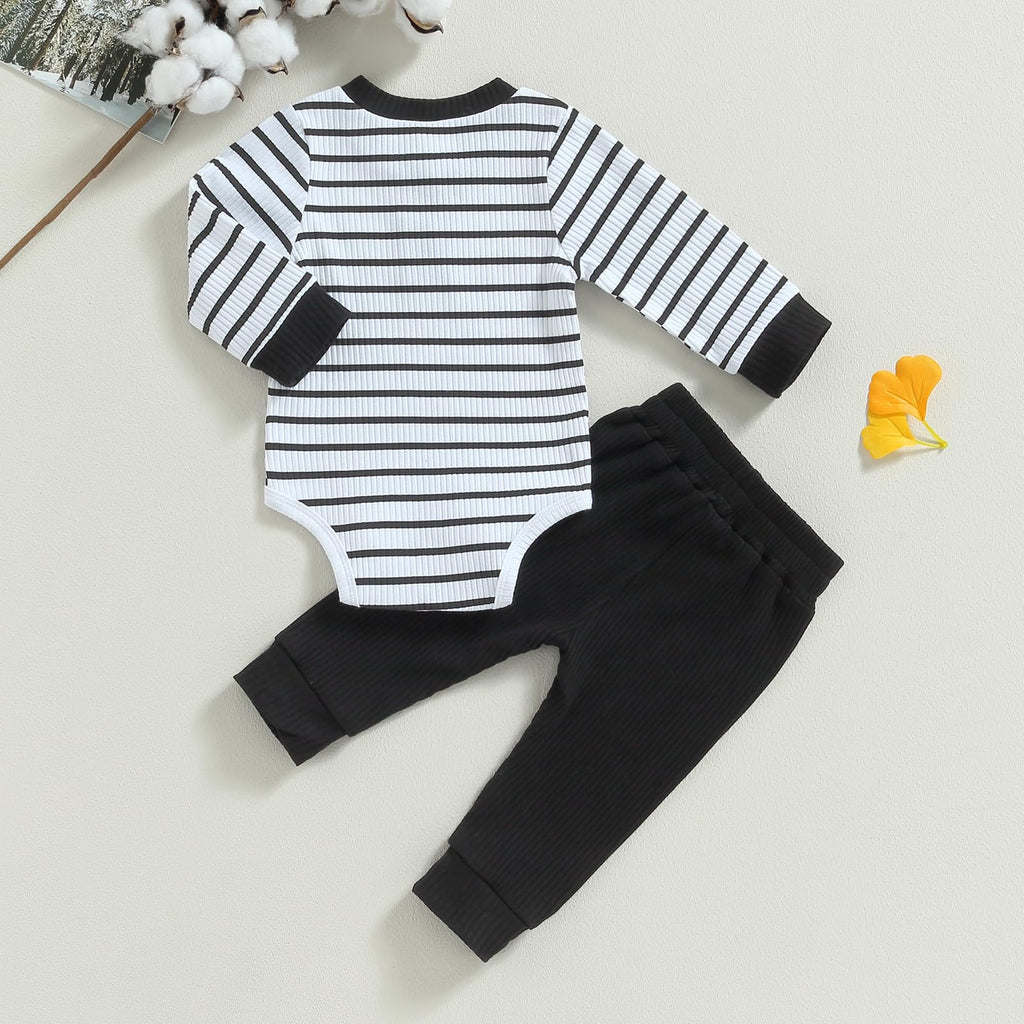 MA&BABY Newborn Baby Boy Clothes Ribbed Knit Long Sleeve Romper Pants Set