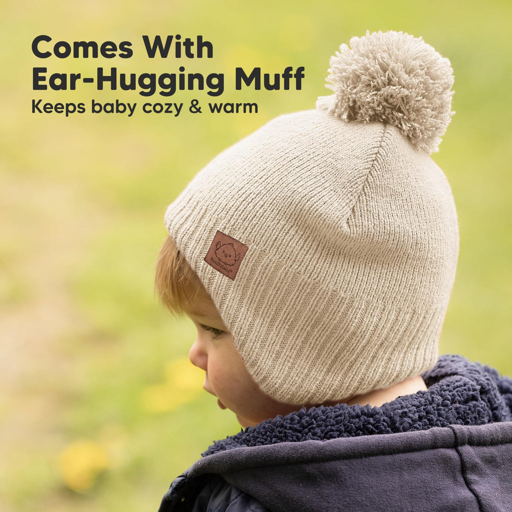 KeaBabies Baby Beanies, Winter Baby Hats for Boys, Girls (Cream, 6-36M)