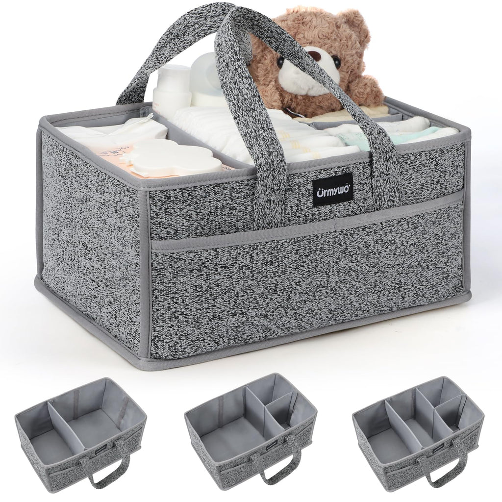 URMYWO Diaper Caddy Organizer - Portable Baby Diaper Caddy with Handle, Large Nursery Organizer Storage Basket for Newborn Essentials, Baby Registry Must Have Shower Gift for Home and Car Travel