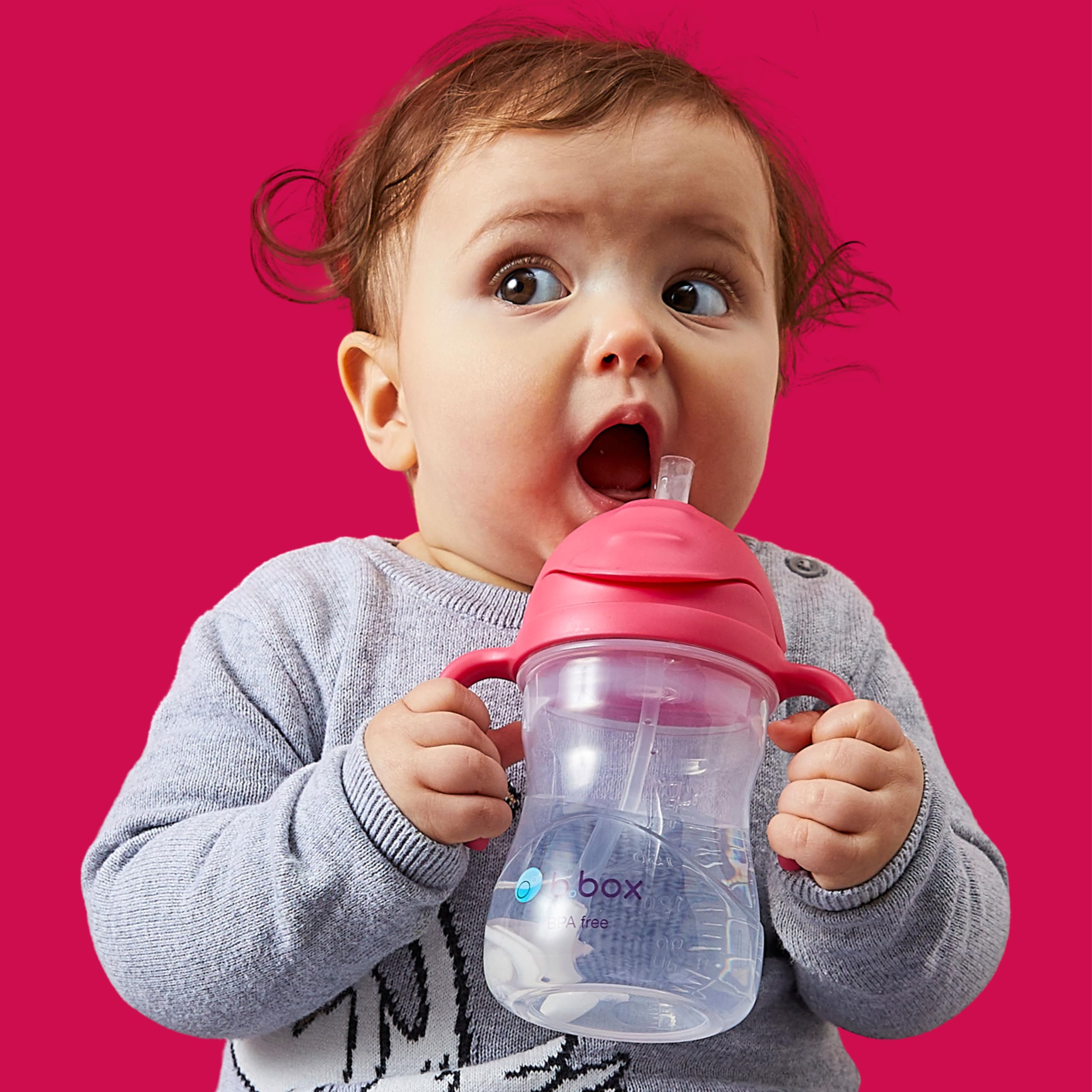 b.box Sippy Cup with Weighted Straw, Toddler Straw Cup, Spill Proof, 8oz