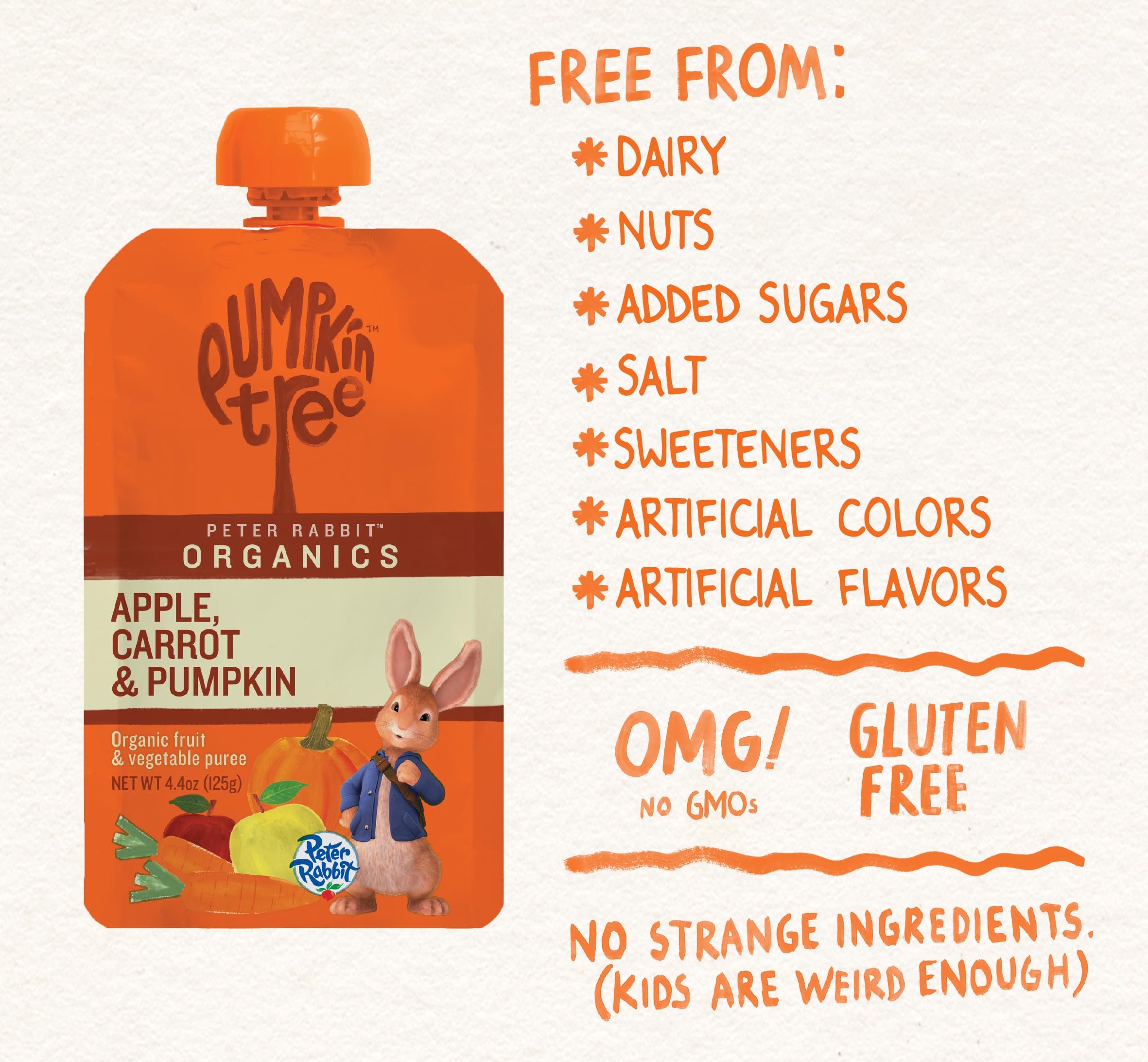 Pumpkin Tree Peter Rabbit Organics Apple, Carrot and Pumpkin Puree, 4.4 Ounce (Pack of 10)
