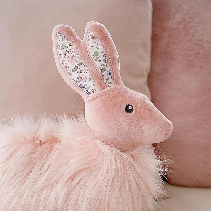 MON AMI Fluffy Bunny Décor Pillow, Soft & Cuddly Plush, Premium Throw Pillow, Kids Decorative Pillow, Pink, 13”x 12”