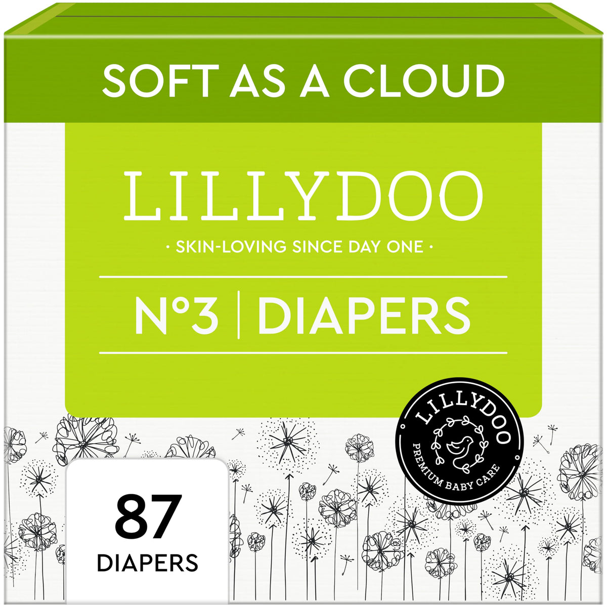 LILLYDOO Baby Diapers, Size 1 (4+ lbs), 144 Count, Hypoallergenic & TCF