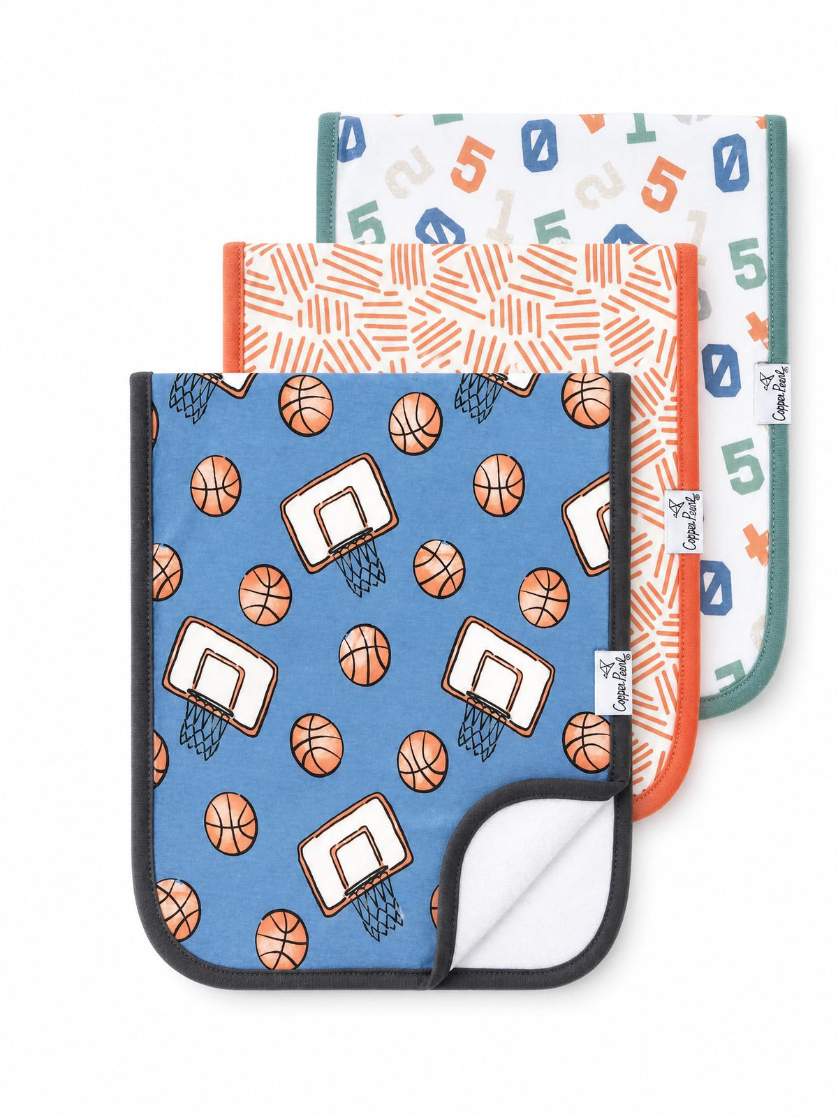 Copper Pearl Premium Baby Burp Cloths - 3-Pack Large Cotton Burp Cloths, Extra Soft Spit Up Rags with 3 Absorbent Layers, Perfect for Baby Boy and Baby Girl Gifts (21" x 10" Size, Archer Set)