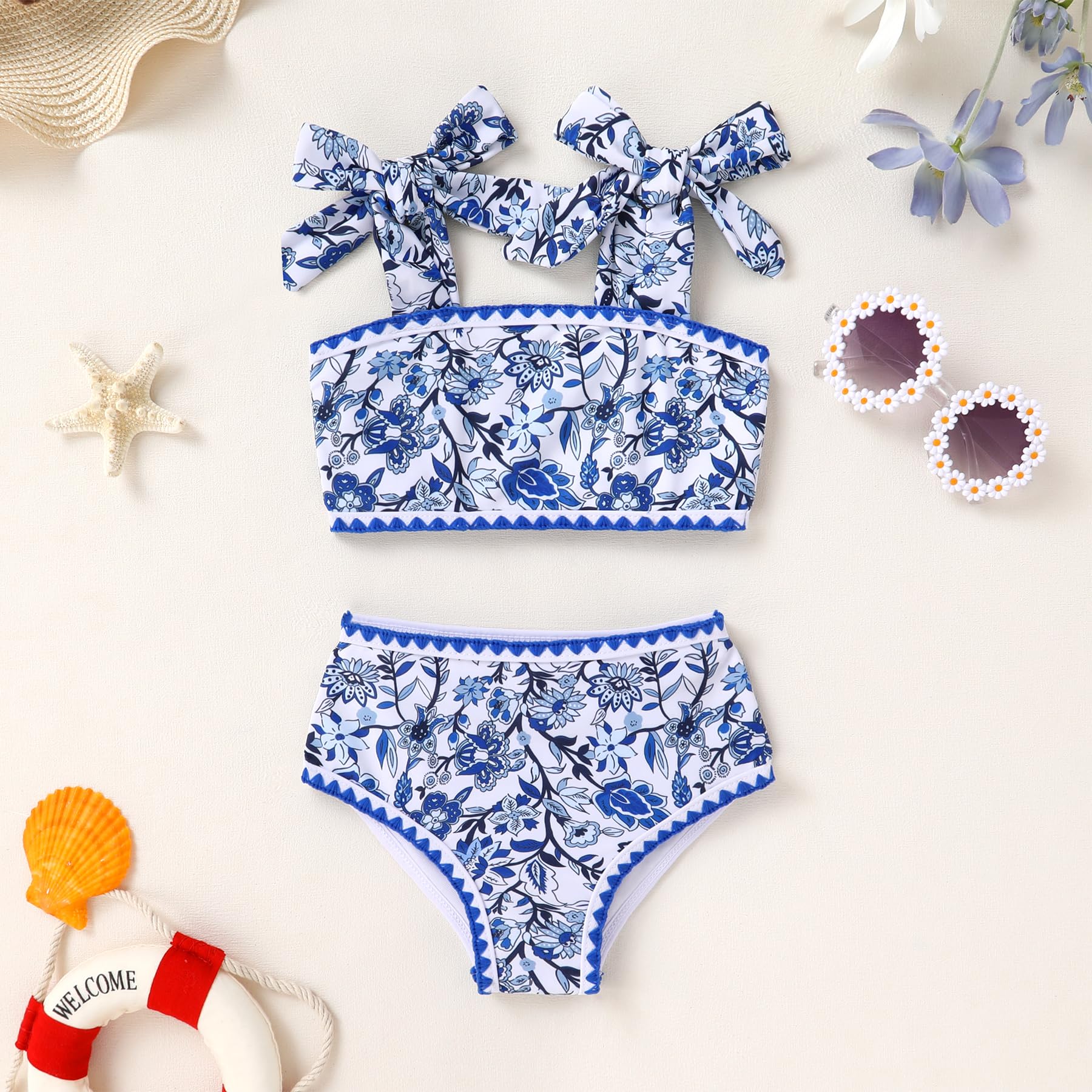 YOUNGER TREE Toddler Girls Two Pieces Swimsuit Color Block Stripe Swimwear Summer Beach Bathing Suit