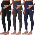 POSHDIVAH 3 Pack Women's Maternity Leggings, Black Grey Navy Blue XX-Large