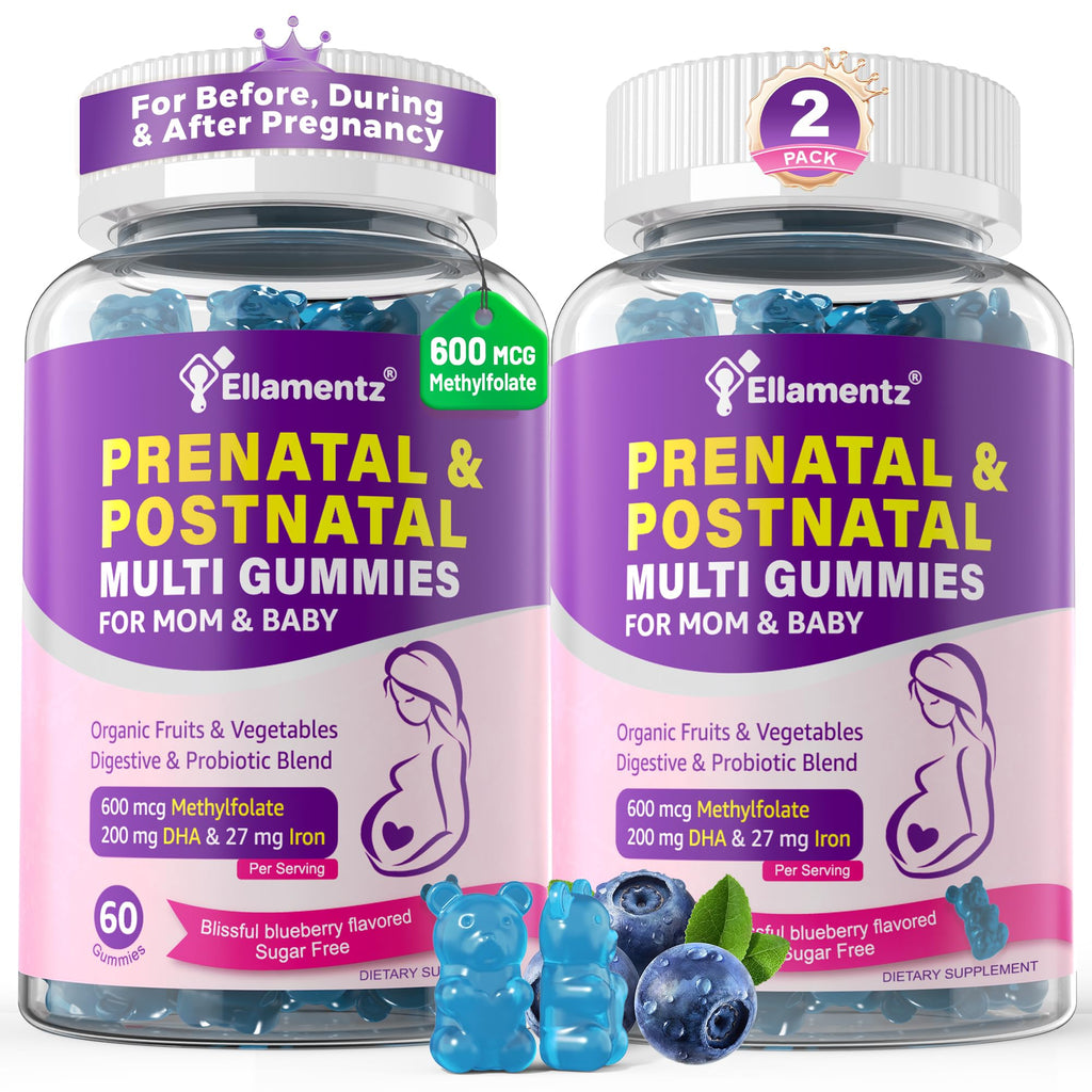 Prenatal Vitamins for Women Gummies + Methylfolate, DHA & Iron, Vegan,120Ct