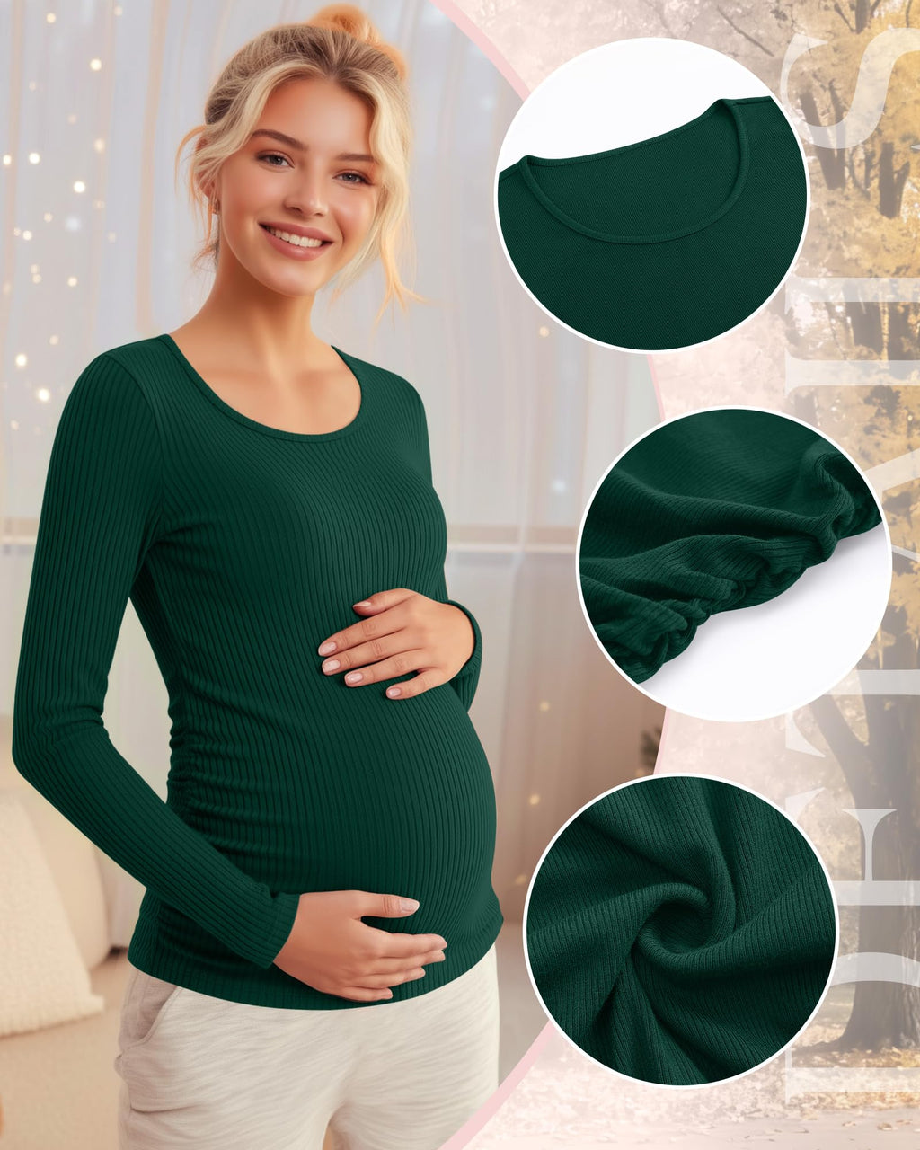 Riyiper 4 Pack Women's Cotton Ribbed Maternity Shirts, 4-Color, X-Large