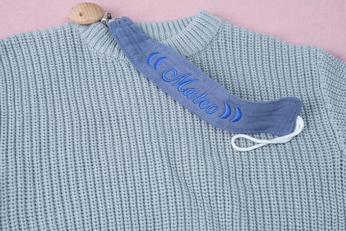 Personalized Bohemian Pacifier Clip Embroidered with Name is The Perfect Newborn Gift Made from eco-Friendly Bamboo! (Grass Green)