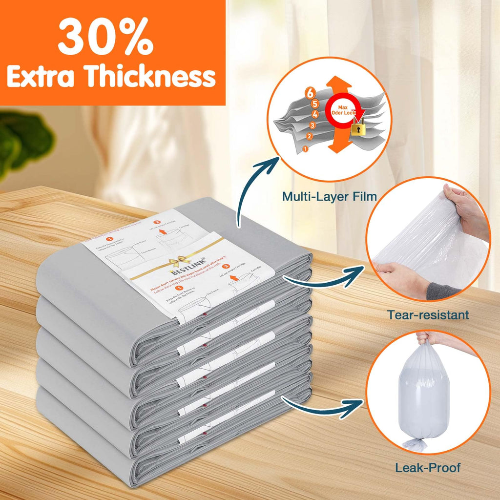 5 Pack Refills Compatible with DEKOR PLUS Diaper Pails | 20% Extra Length Diaper Pail Refill Bags Liners Holds 3480 Diapers | Ultimate Odor Control with Baby Scented