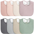 8-Pack Baby Muslin Bibs, Soft Cotton Drool Bibs for Boys Girls, Adjustable and Absorbent Newborn Bib Set for Feeding and Drooling