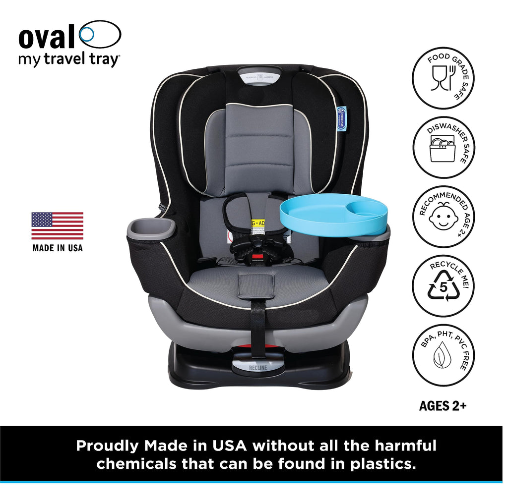 Travel Tray Oval USA Made Extend Your Current Cup Holder to Hold Your Cup Plus A Tray for Snacks, Toys and Accessories. Use in a Car Seat, Booster, Stroller, Golf Cart, Outdoor Chair, (Peach)