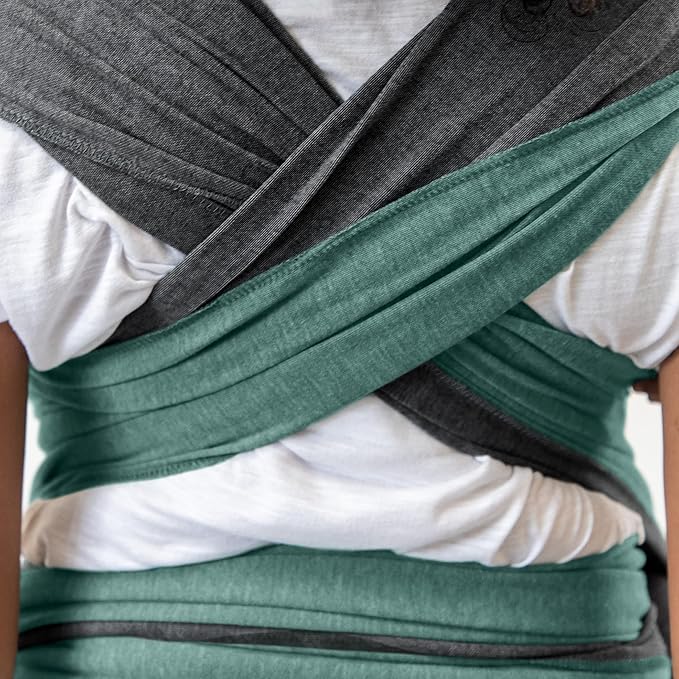 Moby Baby Wrap Carrier Reversible for Newborns to Toddlers (8-33lbs), Infant Sling Carrier, Ultra Lightweight & Hands Free Design, Adjustable for All Body Types (Jade/Grey)
