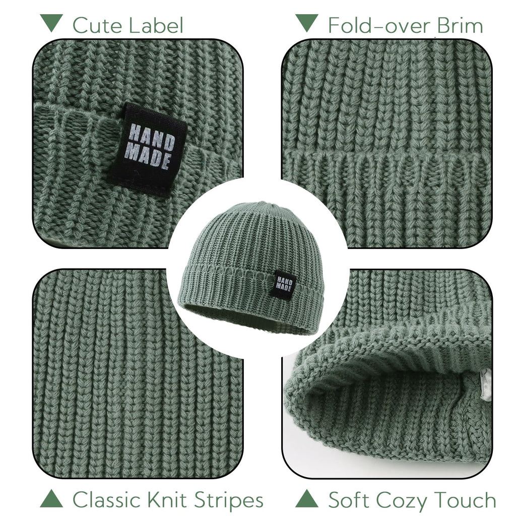 JANGANNSA Simple Knitted Baby Beanie Hip-Hop Boys Winter Hat Toddler Kids Bonnet for Girl 0-5Y (4PACK-B, L)