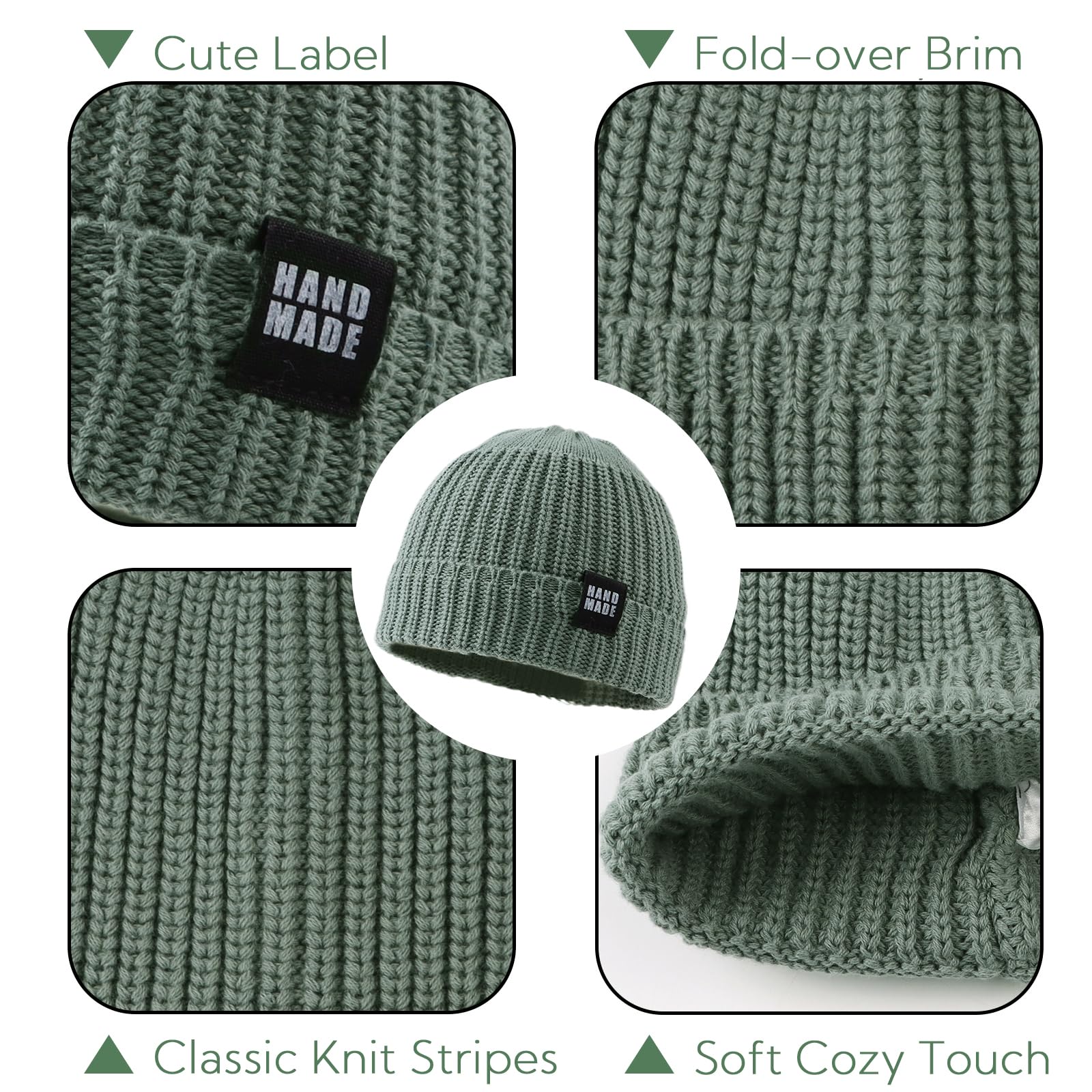 JANGANNSA Simple Knitted Baby Beanie Hip-Hop Boys Winter Hat Toddler Kids Bonnet for Girl 0-5Y (4PACK-B, L)