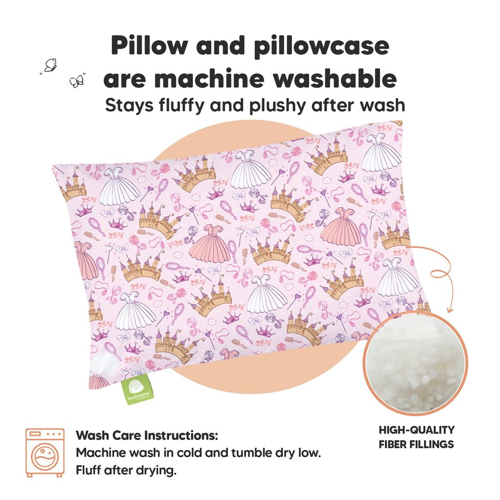 Toddler Pillow with Pillowcase 13x18 My Little Dreamy Pillow(Dear Princess)
