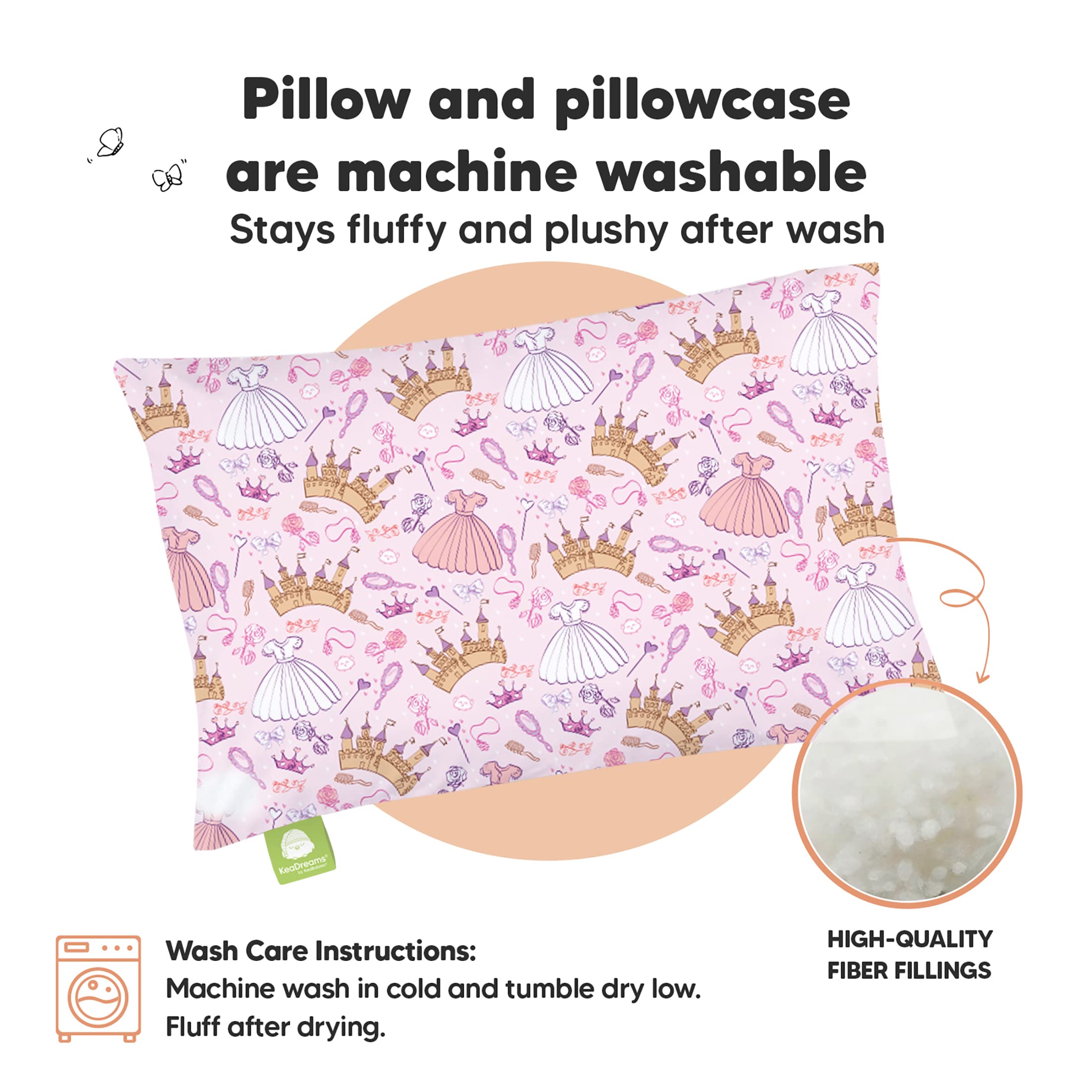 Toddler Pillow with Pillowcase 13x18 My Little Dreamy Pillow(Dear Princess)
