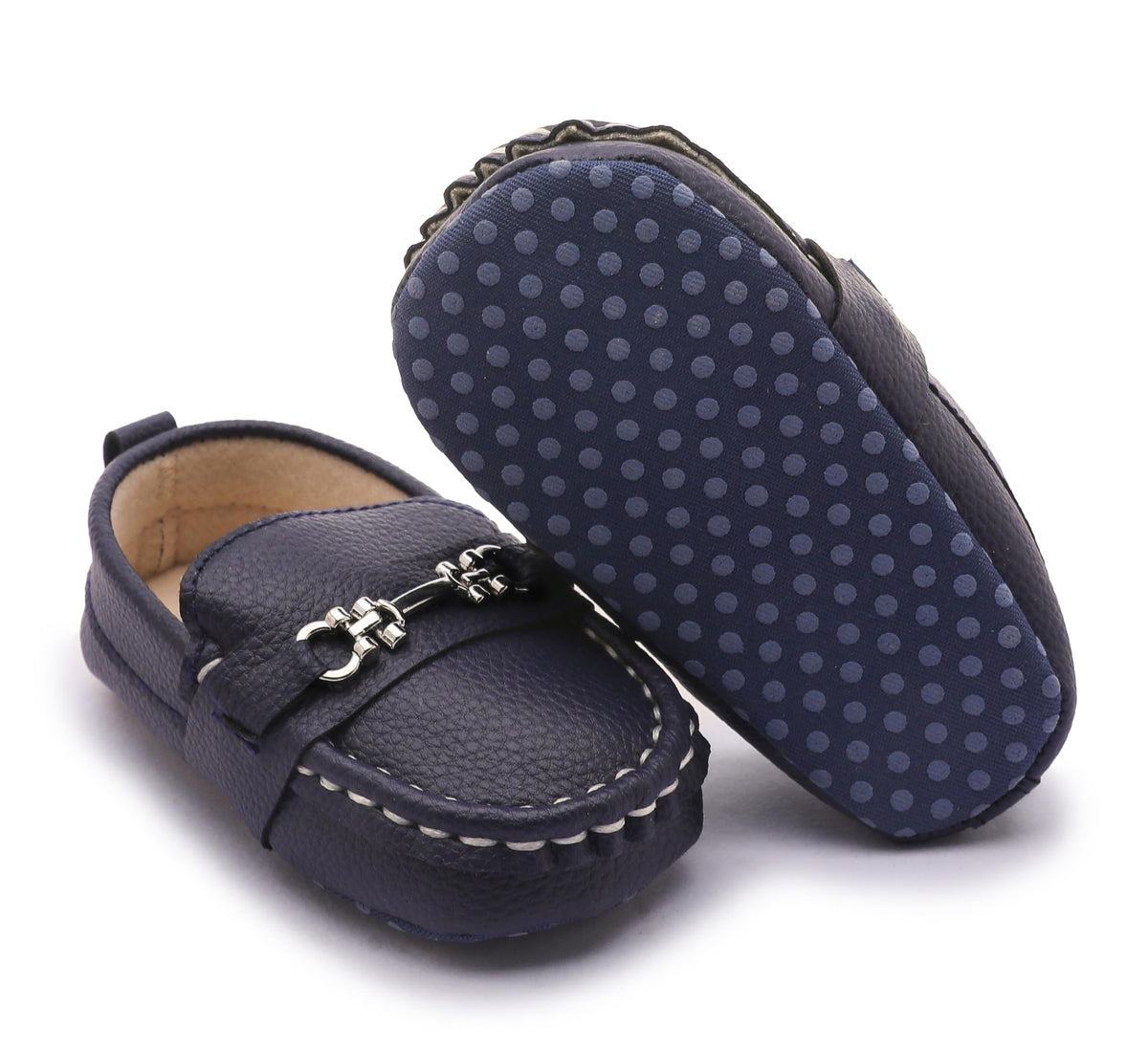 LONSOEN Baby Boys Girls Loafers Prewalker Dress Shoes,Brown 6-12M