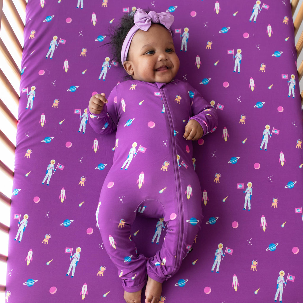 KYTE BABY Infant and Toddler Dual Zipper Romper, Ultra-Soft Rayon Made From Bamboo Sleeper, Boys and Girls Pajamas (12-18 Months, Barbie™ Astronaut)