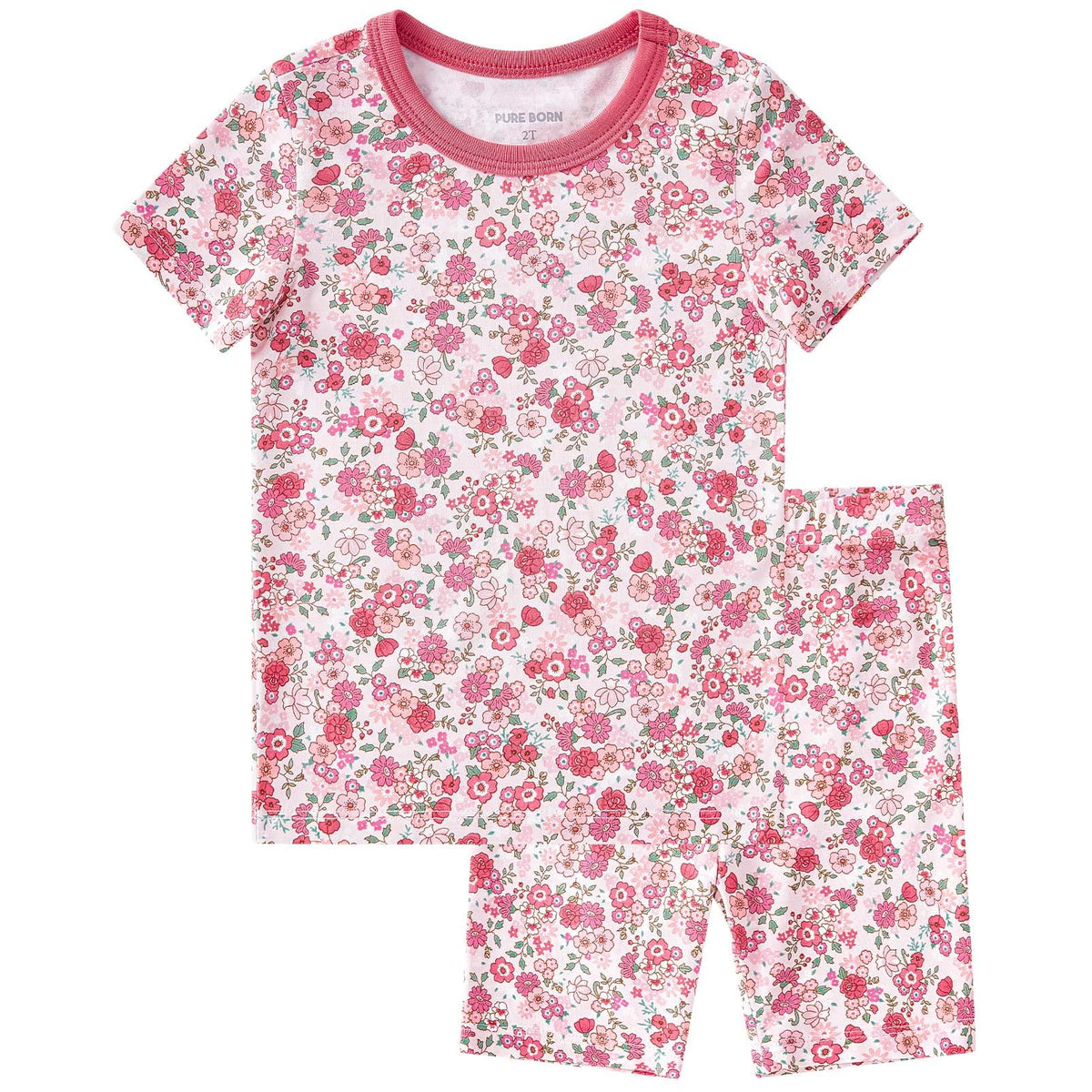 pureborn Toddler Viscose from Bamboo Pajamas Set Girls Pjs Blue Floral 3T