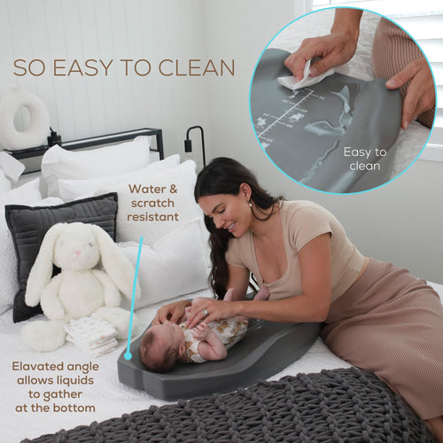 Apricity Baby Diaper Changing Pad – Waterproof Wipe-Clean Foam Changing Mat with Raised Sides, Non-Slip Base & Portable Design, Extra-Large 31.5” × 19.7” for Newborn to Toddler (Grey)