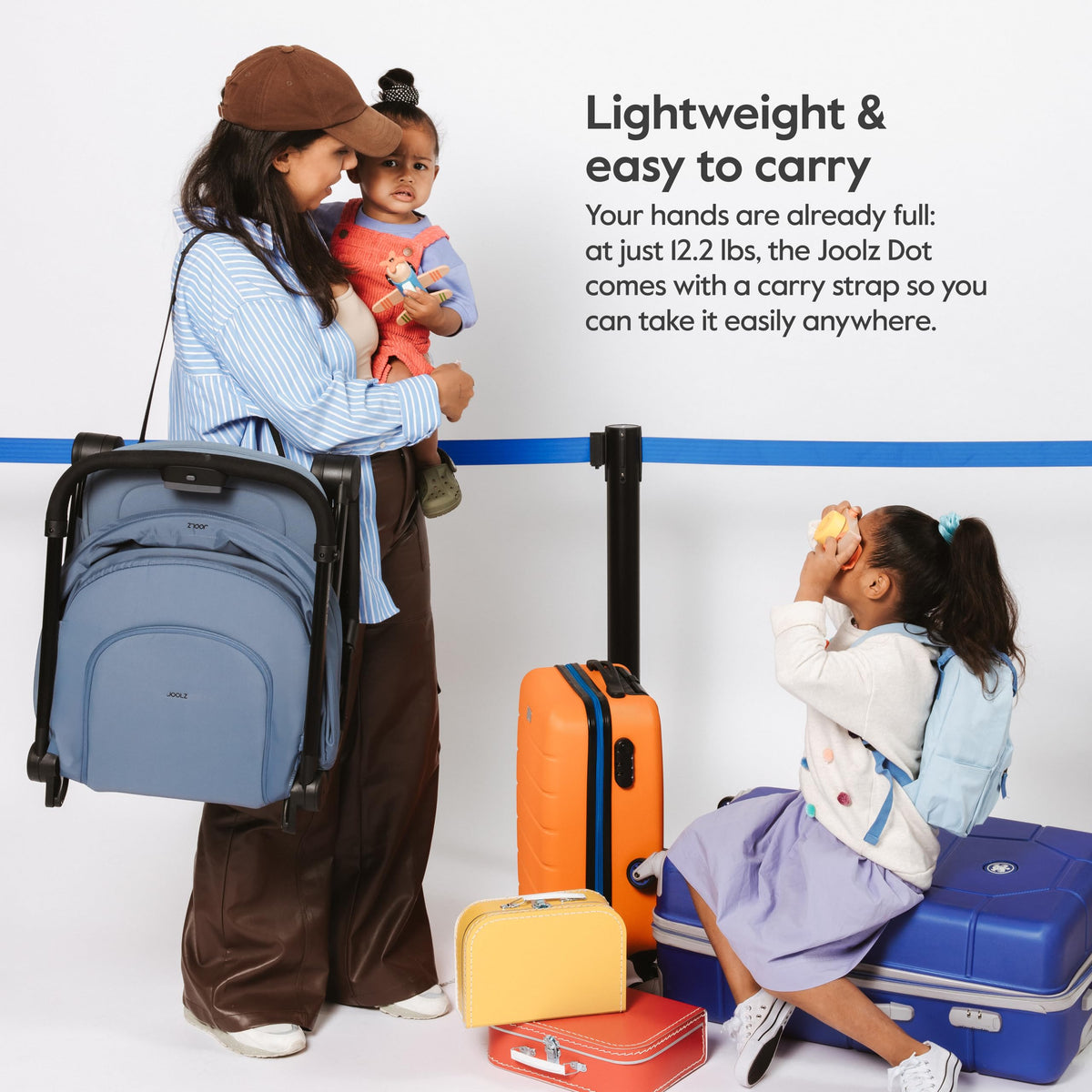 Joolz Dot Ultra Lightweight Travel Stroller – Compact Fold, Airplane Compatible, 5-Point Harness, UPF 50+ Canopy – Easy to Carry City & Travel Stroller - Space Black