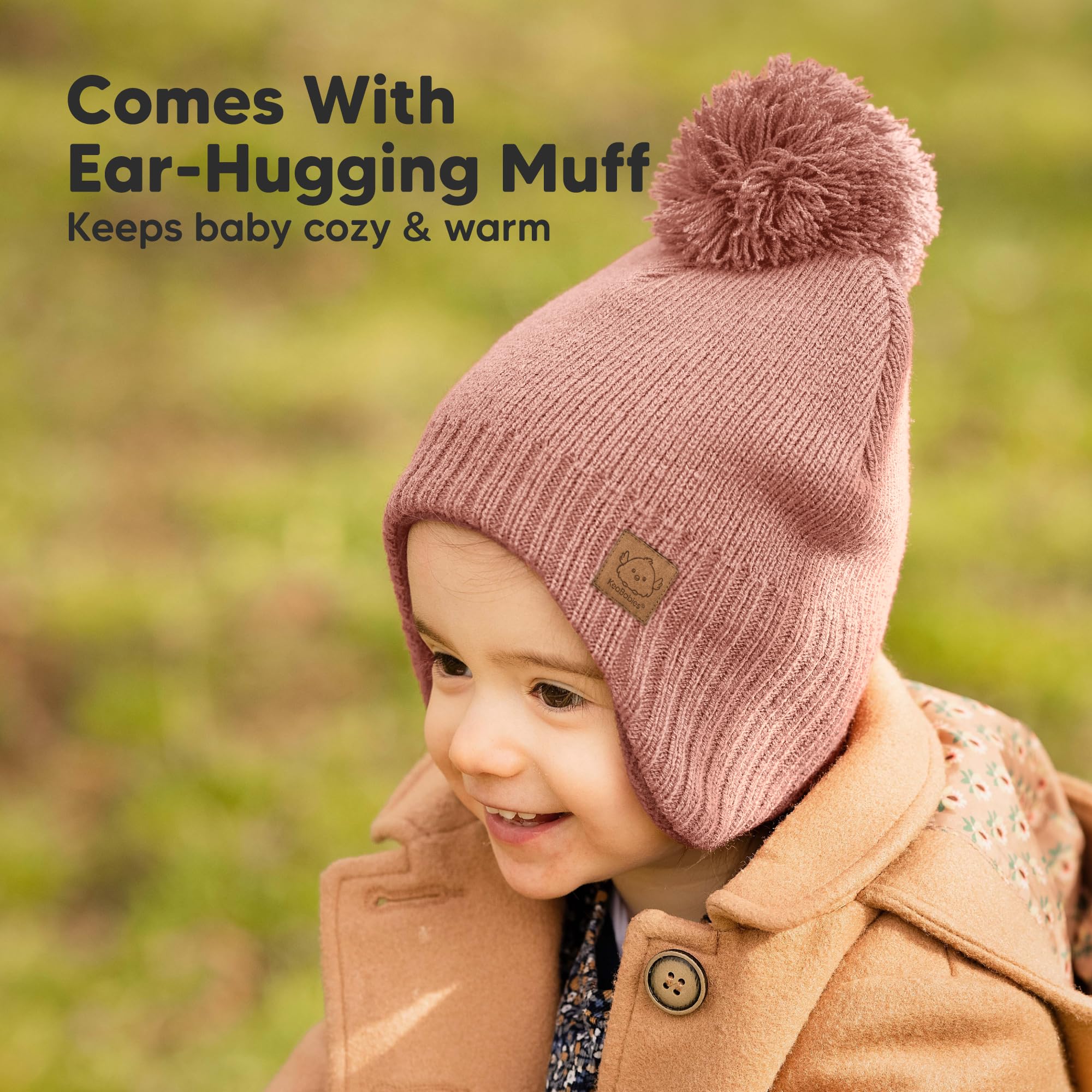 KeaBabies Baby Beanies, Winter Baby Hats for Boys, Girls (Tea Rose, 6-36M)