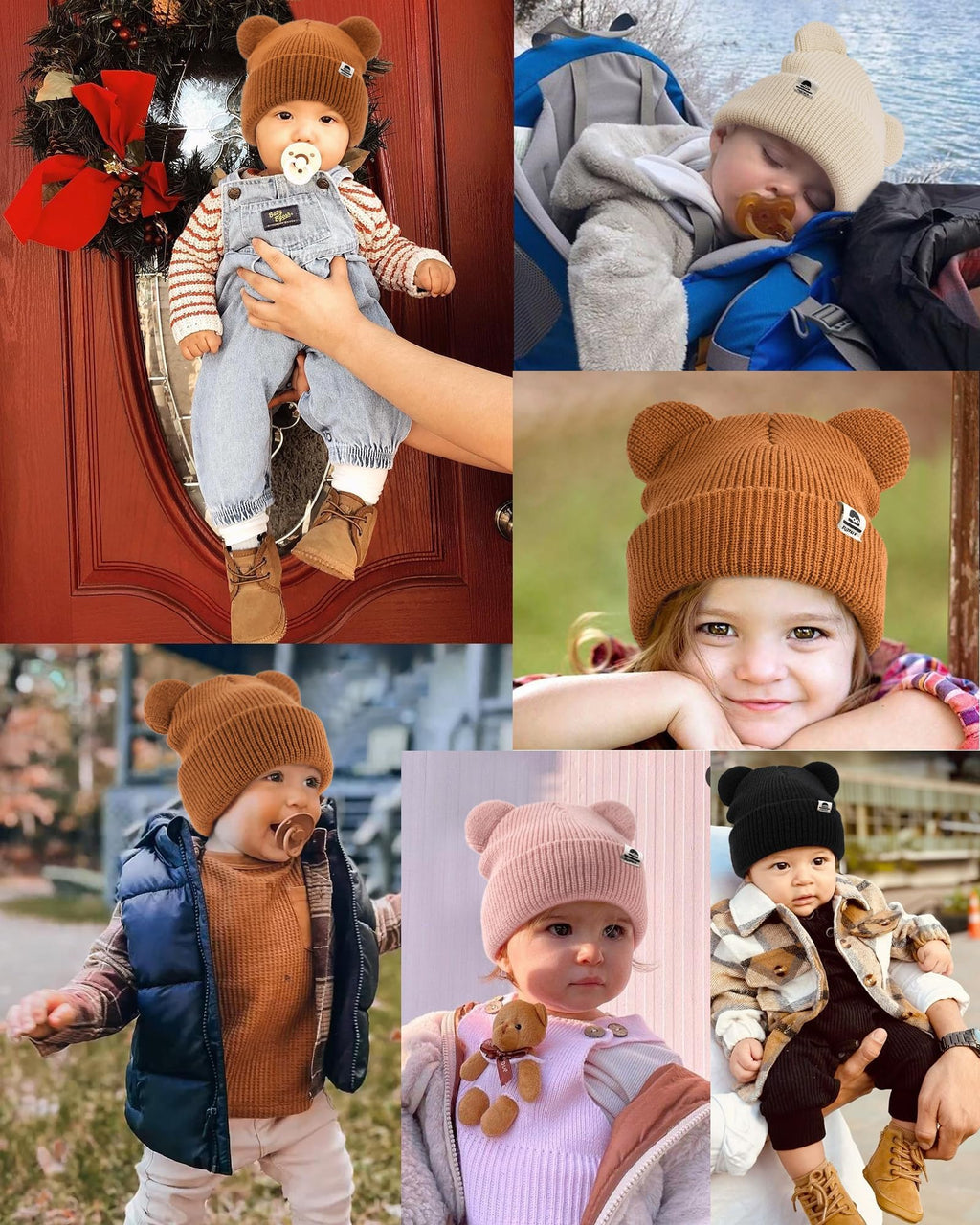 FURTALK Baby Beanie with Bear Ear Warm Knit Winter Hat for Infant Toddlers