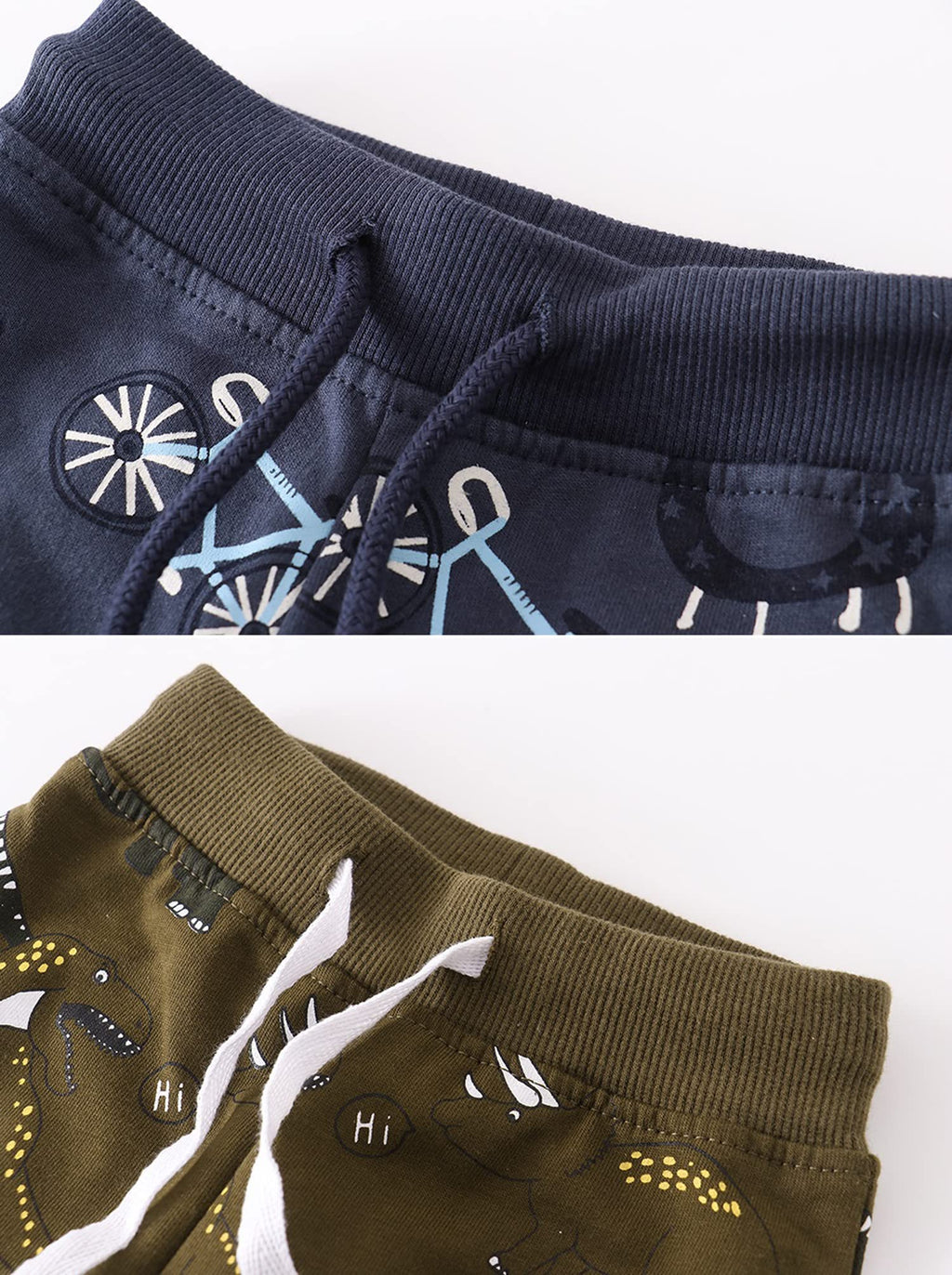 HUAER& Baby Boy's Jogger Pants Dinosaur Car Drawstring Elastic Sweatpants 2-Pack（Dinosaur + Airplane2 7Years