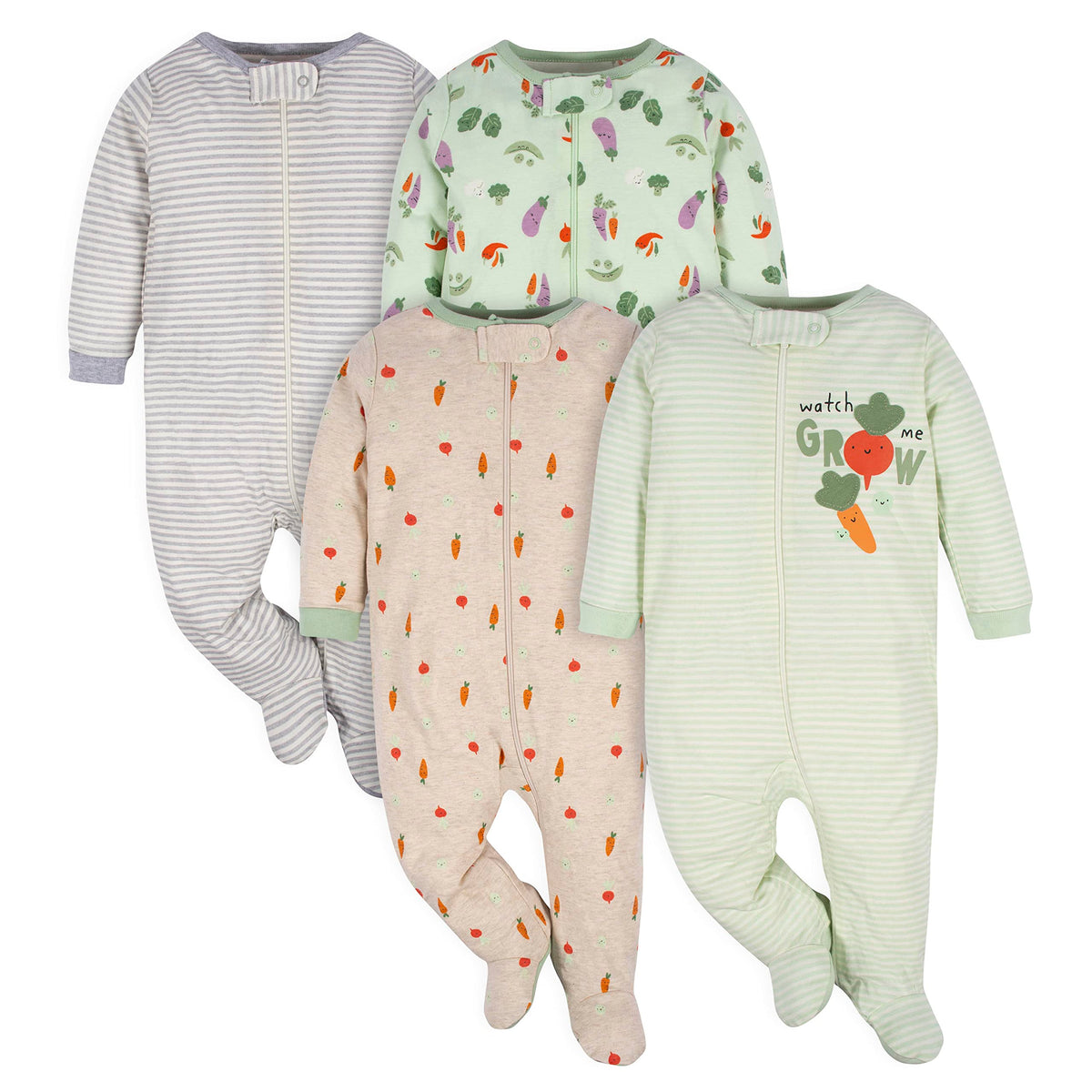 Gerber Baby Girls 4 Pack Sleep 'N Play Footie Bunny Smiley Newborn