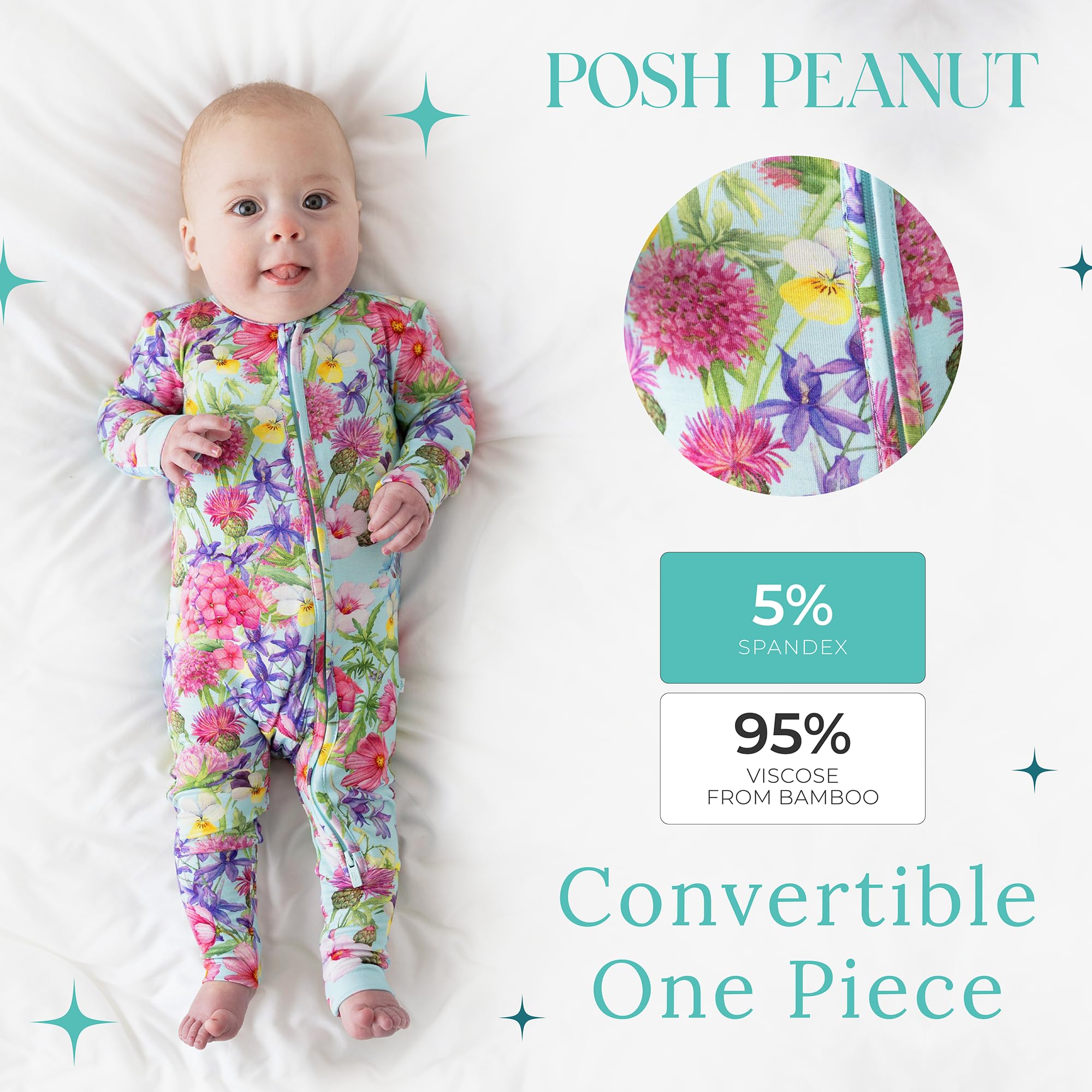 Posh Peanut Girls Convertible Baby Sleepers, Toddlers Footless Pajamas