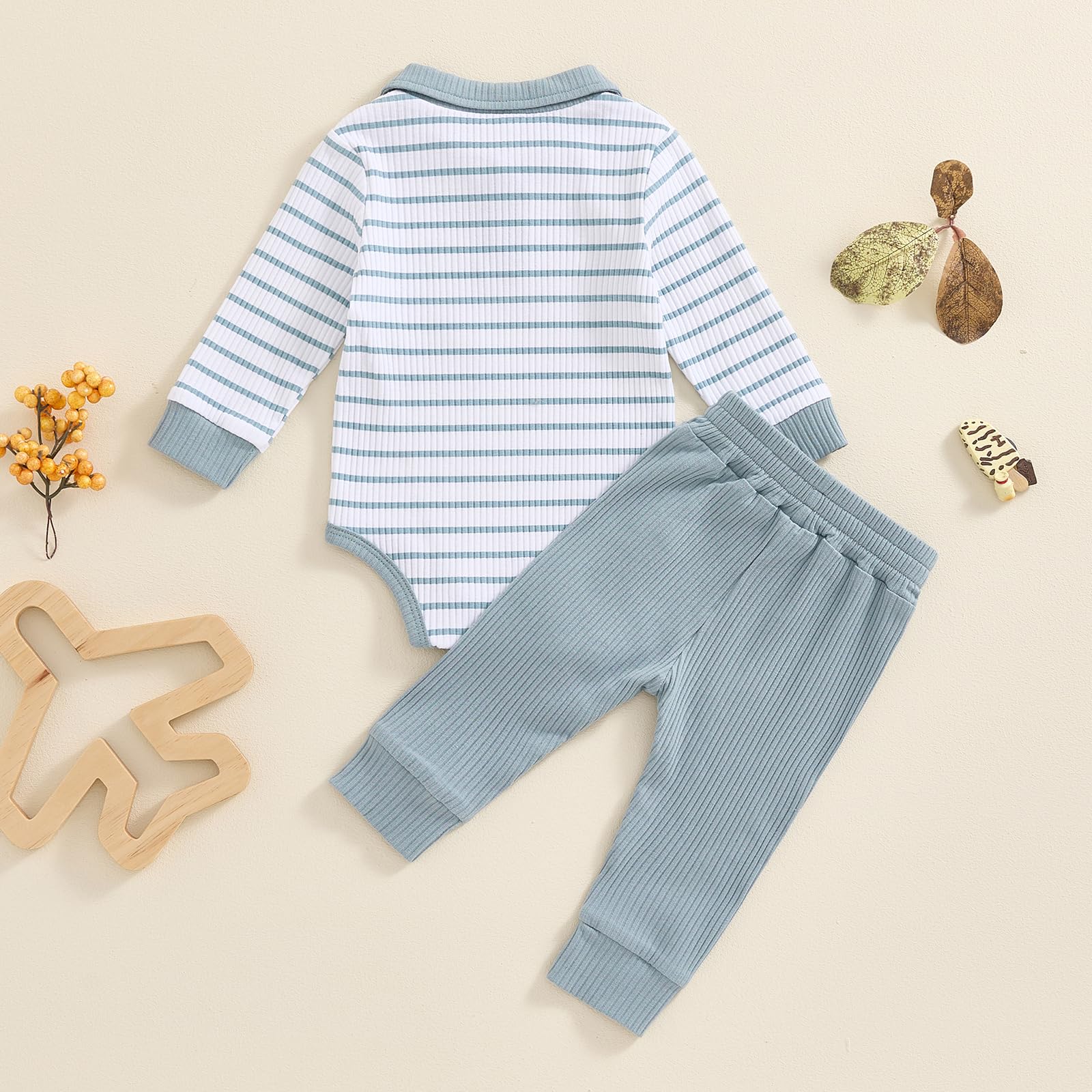 MA&BABY Newborn Baby Boy Clothes Ribbed Knit Long Sleeve Romper Pants Set