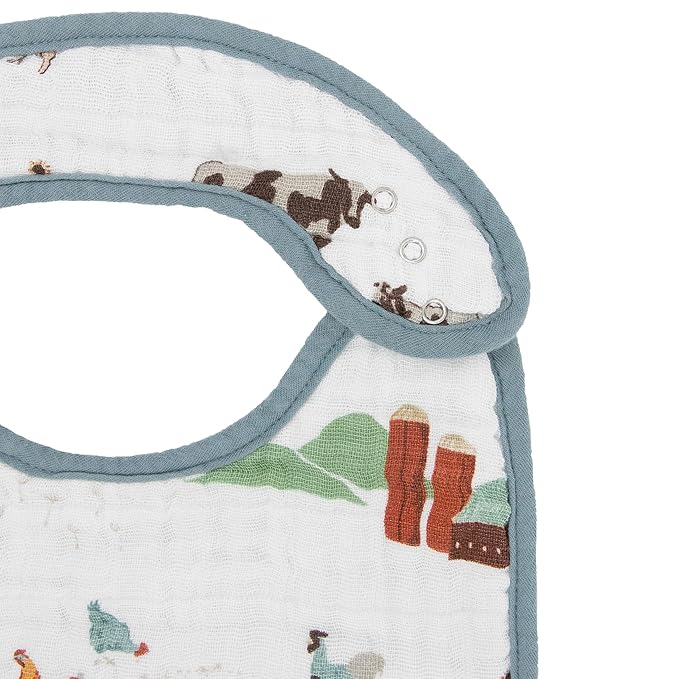 Little Unicorn Premium Classic Bib 3 pack | Adjustable as baby grows | Soft fabric on skin | Great for first time eaters (Farmyard)