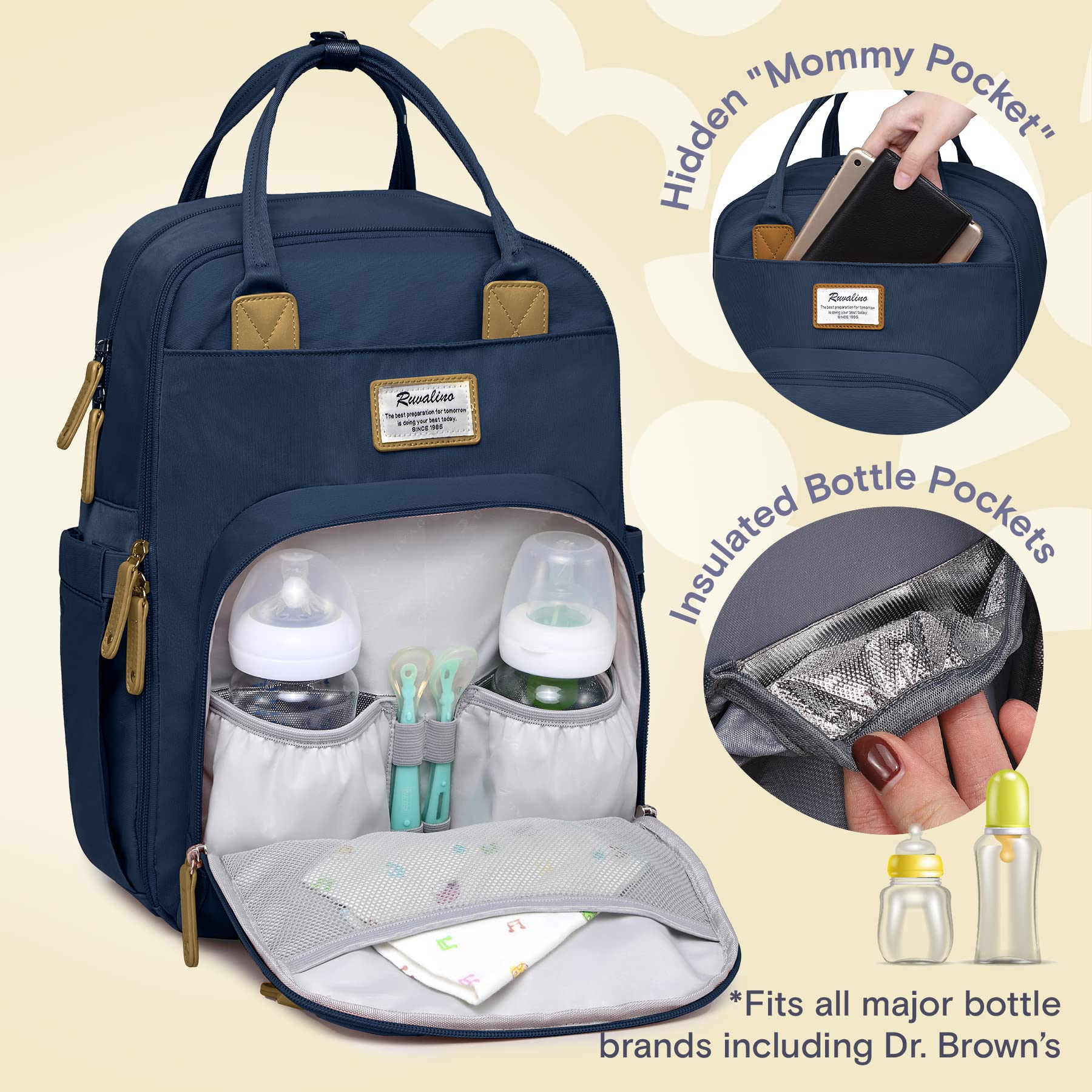 RUVALINO Baby Diaper Bag Backpack with Changing Pad, Peacock Blue
