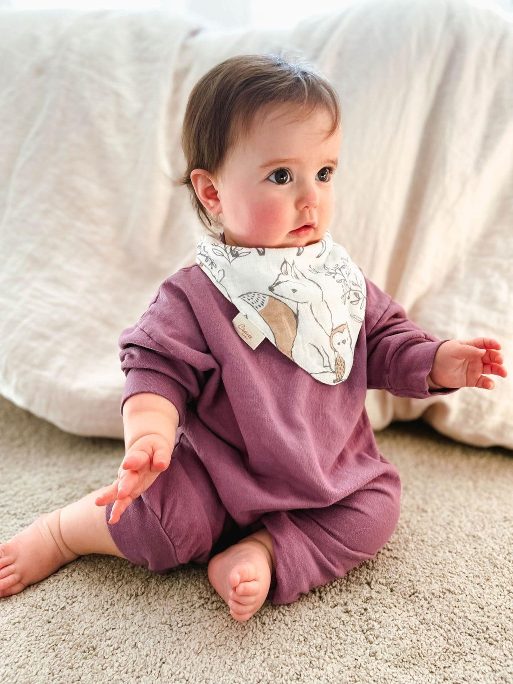 Crane Baby Soft Muslin Baby Bib Set, Adjustable and Absorbent Bandana Style Bibs for Boys and Girls, Woodland Animal, 3 Piece, 18.5” x 9”