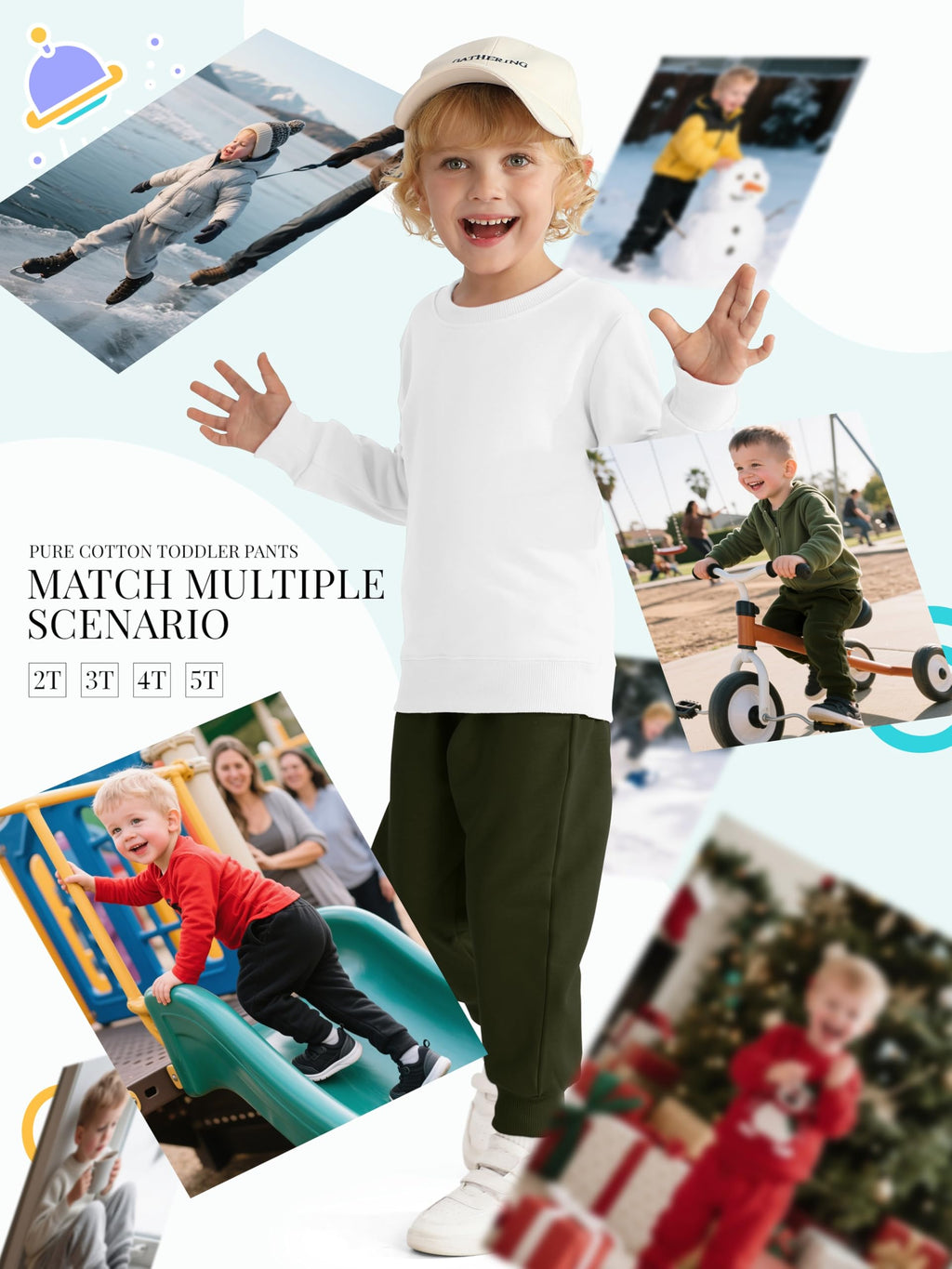 HXP 4 Pack Toddler Boys Sweatpants Cotton Toddler Pants Boys Kids Joggers