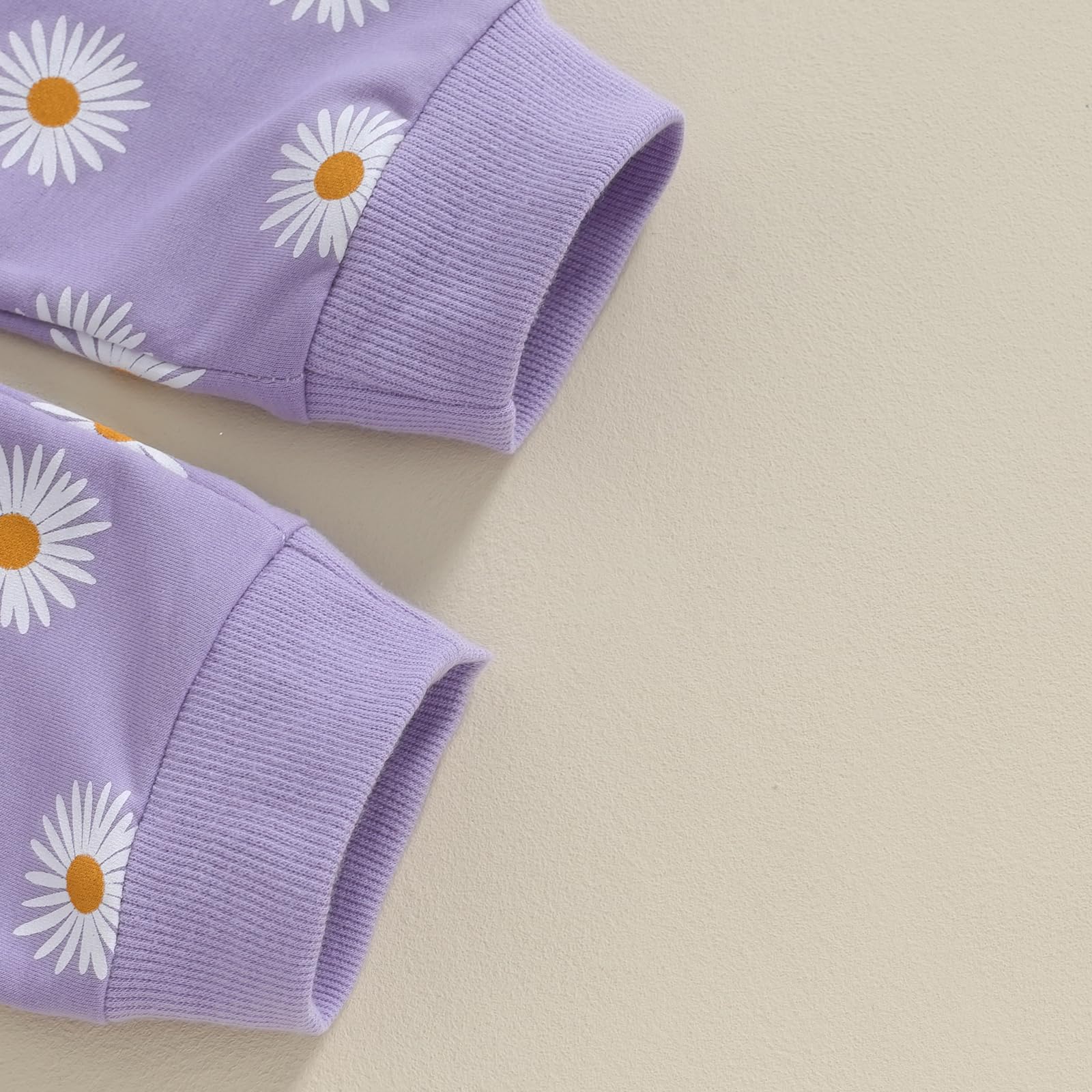 CIYCUIT 3Pcs Baby Girl Fall Outfits Daisy Sweatshirt + Pants + Headband Infant Fall Winter Clothes Purple 6-12 Months