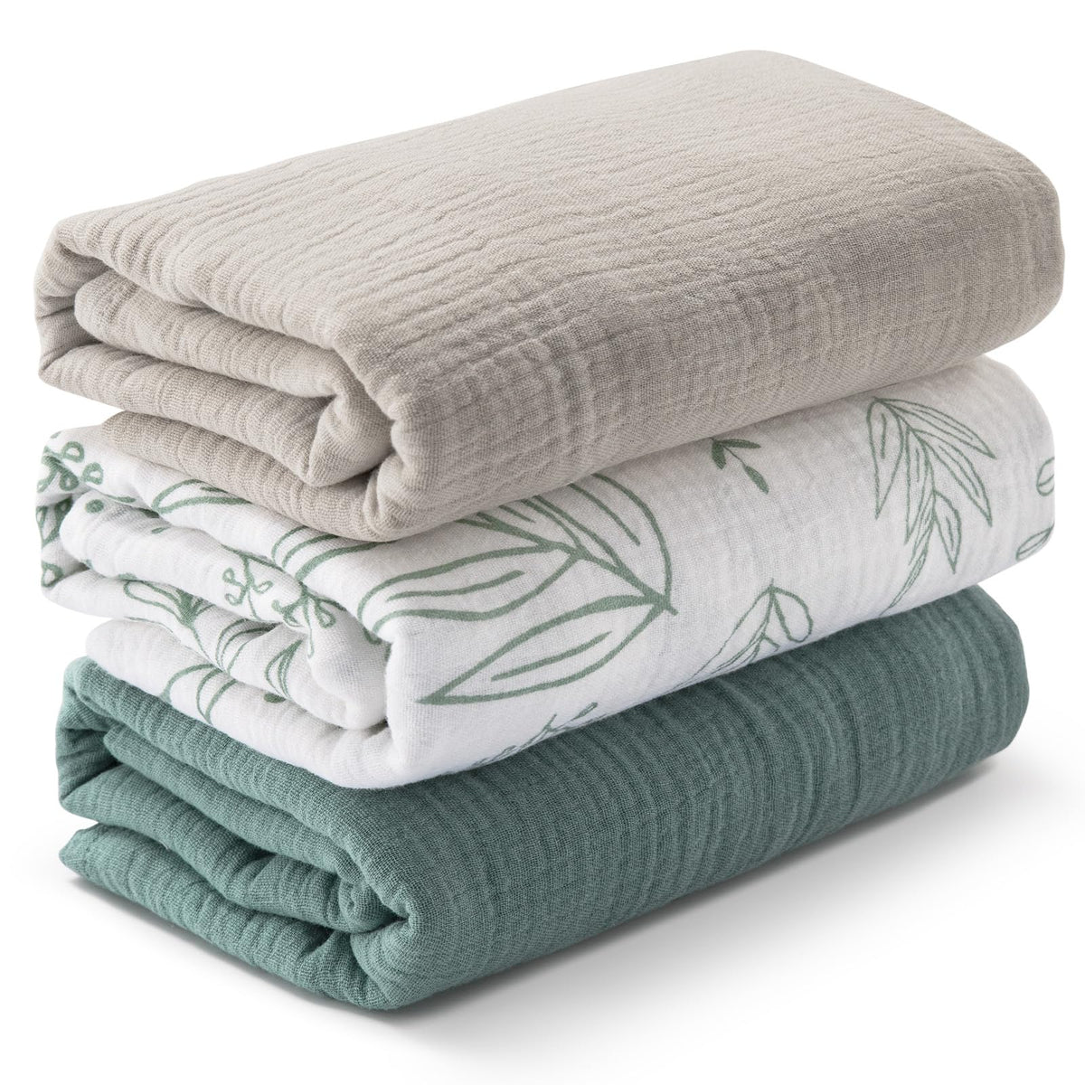 Muslin Swaddle Blankets for Newborn, 3 Pack Breathable Soft Receiving Blanket, Large 38 x 40 inches Swaddle Wrap Burping Clothes Diapers, Essentials Infant Shower Items, Toddler Gift (Cute Country)