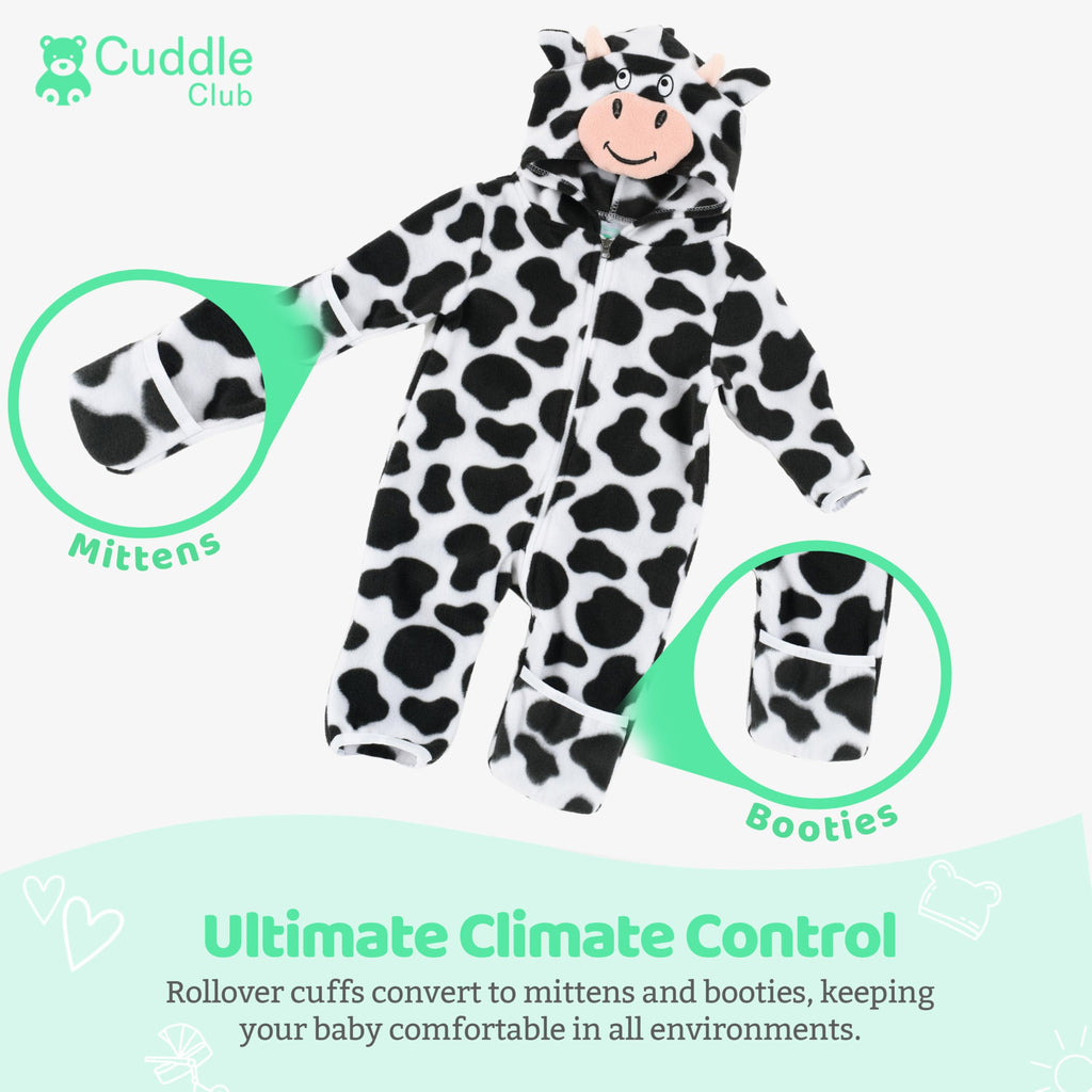 Cuddle Club Fleece Baby Bunting Bodysuit – Infant One Piece Kids Hooded Romper Outerwear Toddler Jacket