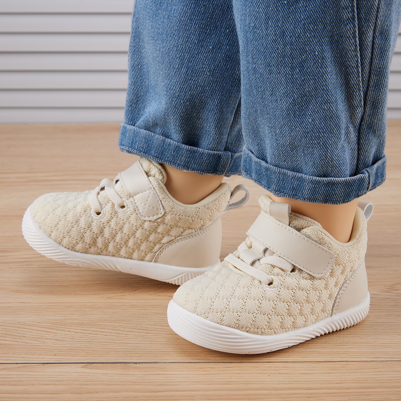 BMCiTYBM Baby Boy Girl Walking Sneaker Infant Shoes Beige Size 6-12 Months