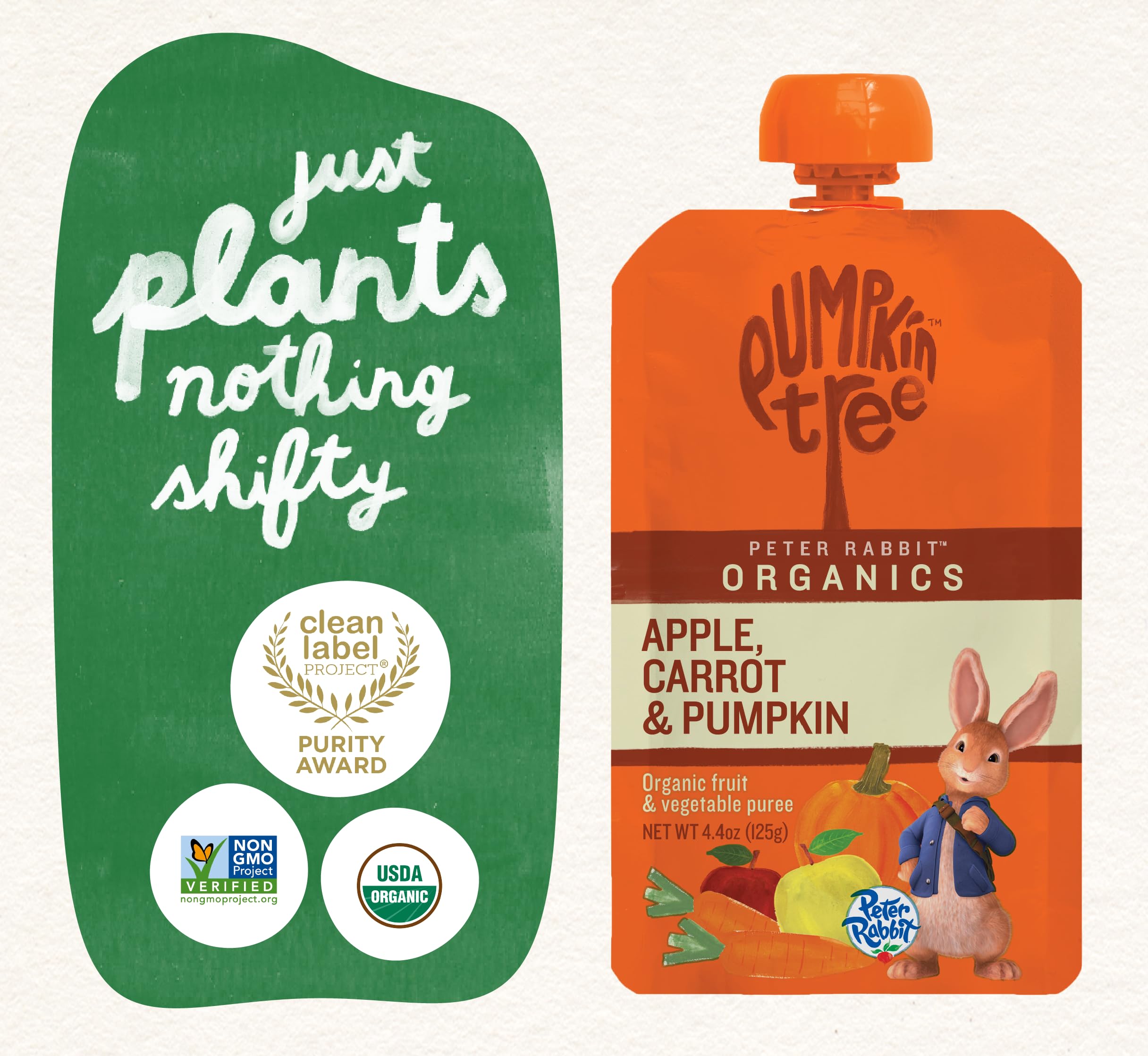 Pumpkin Tree Peter Rabbit Organics Apple, Carrot and Pumpkin Puree, 4.4 Ounce (Pack of 10)