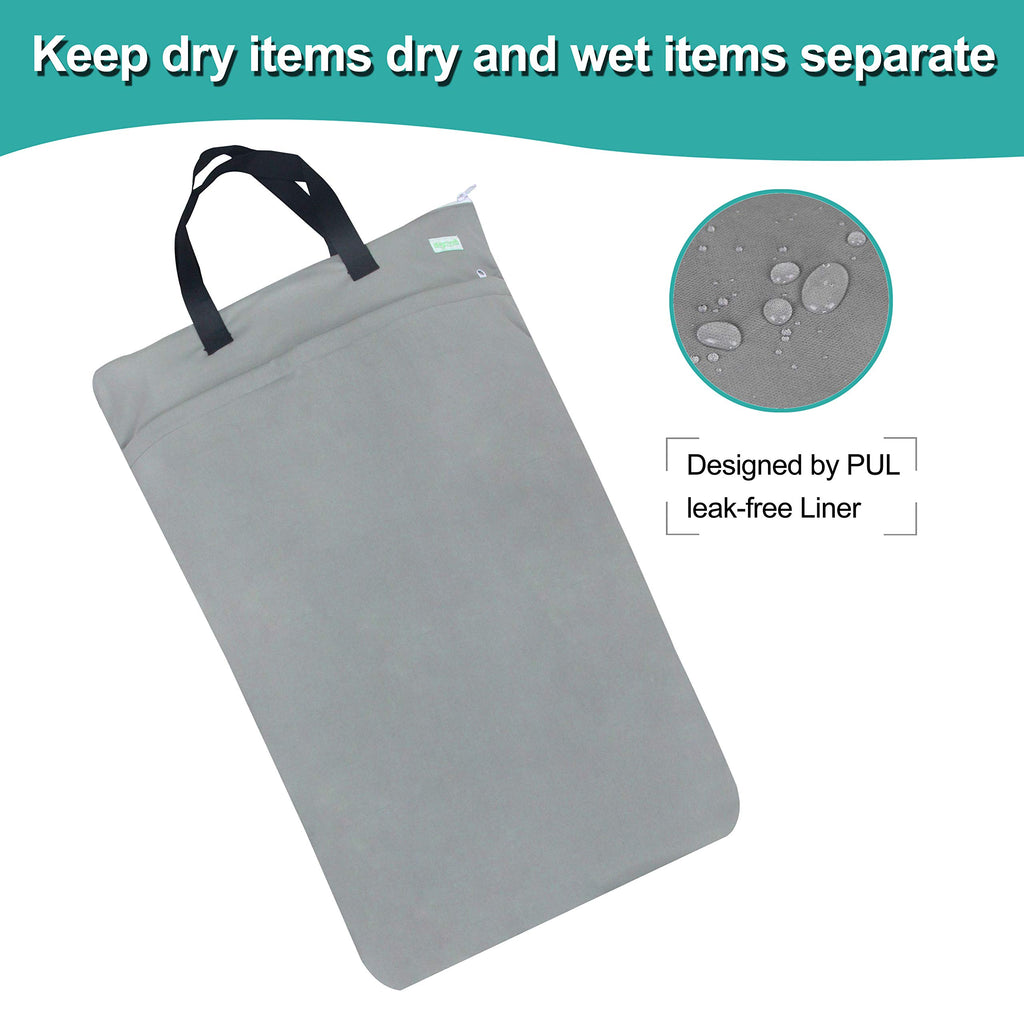 wegreeco Reusable Hanging Wet Dry Cloth Diaper Bag (Grey)