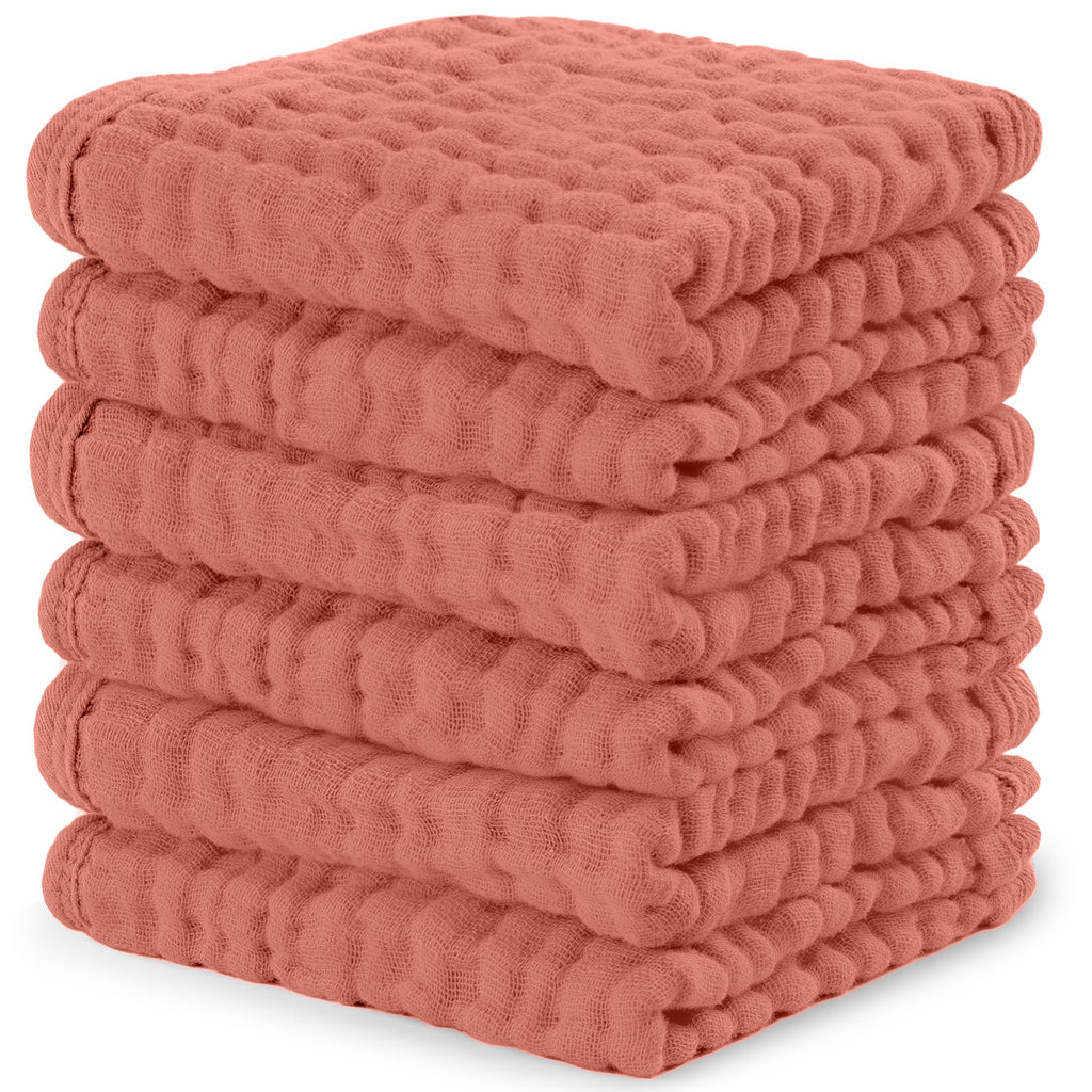 Comfy Cubs Muslin Baby Washcloths 10"x10" 6 Pk - Dusty Rose