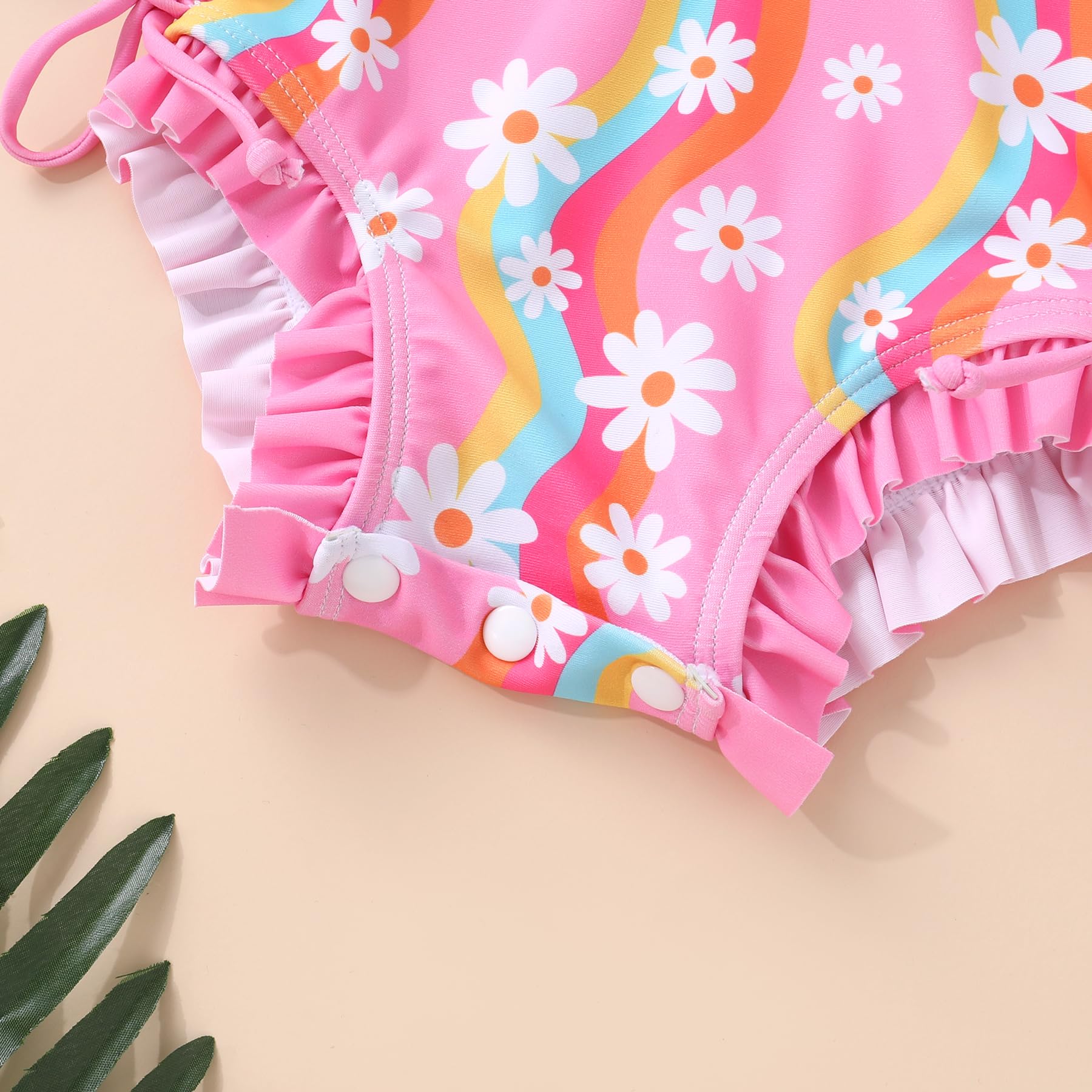Infant Baby Girl Swimsuit One-Piece Long Sleeve Rash Guard with Hat Set Floral Zipper Bathing Suit Leopard Beach Wear