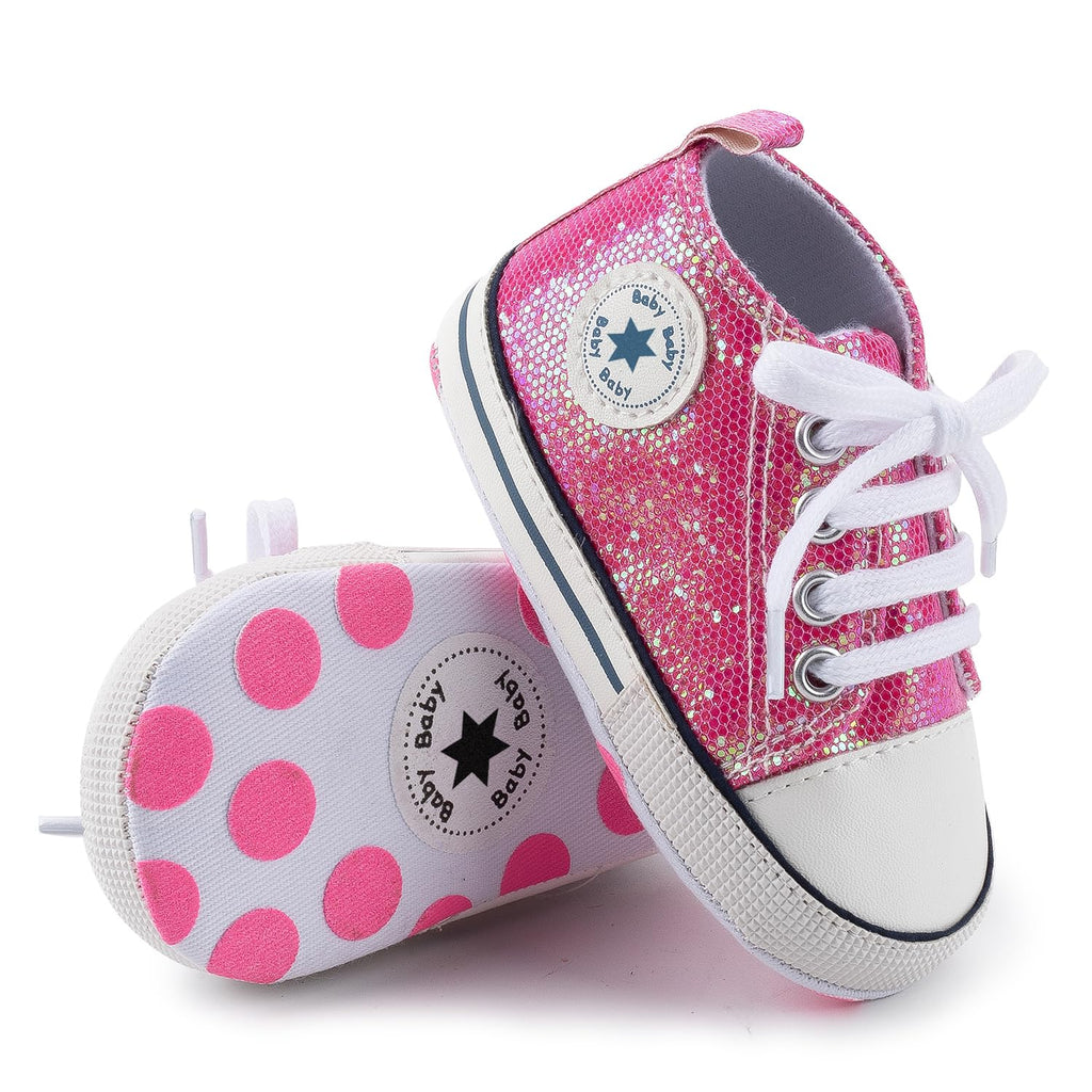 Meckior Infant Baby Boys Girls Canvas Sneaker Soft Sole First Walkers Trainers Lace Up Casual Toddler Shoes