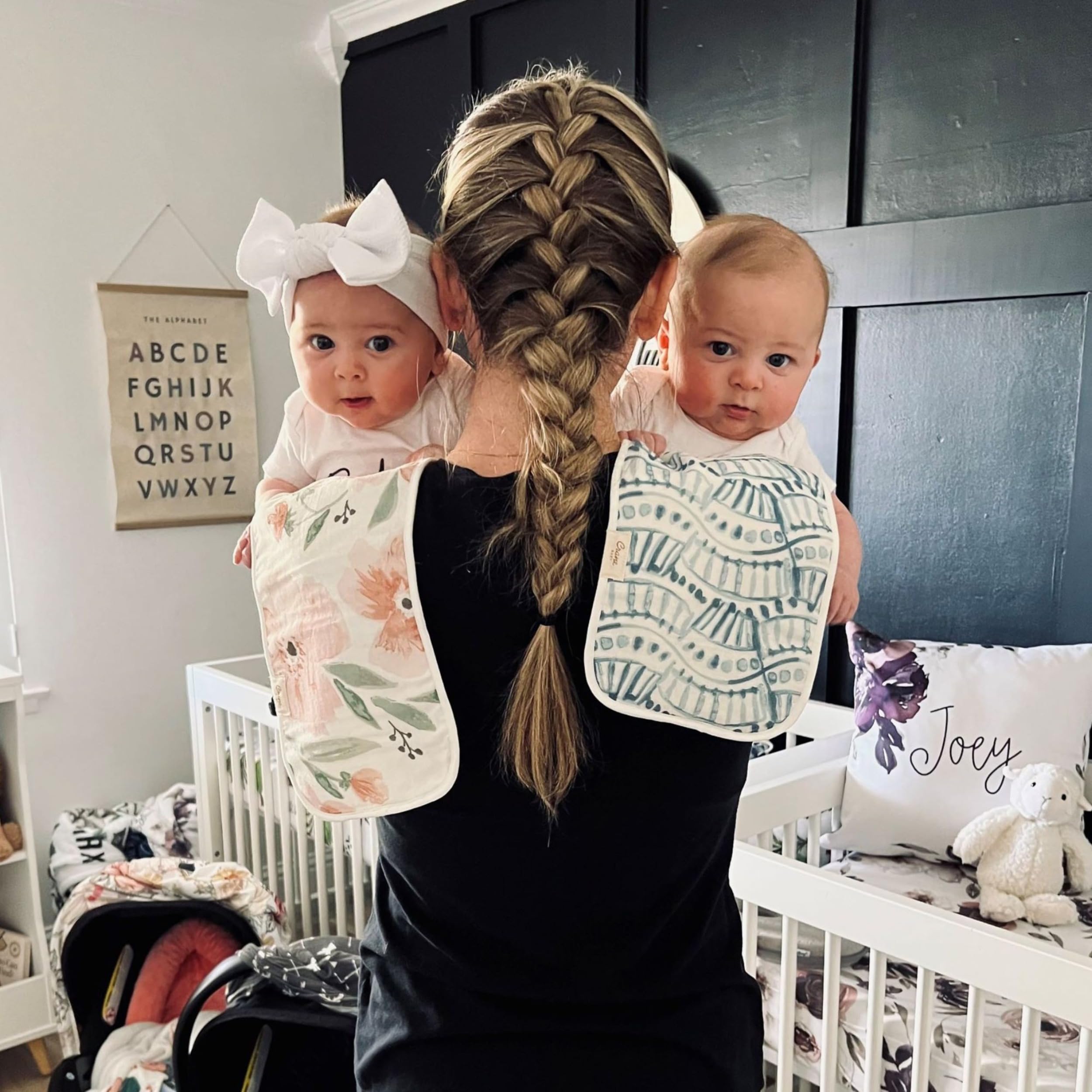 Crane Baby Muslin Baby Burp Cloths, Lightweight Absorbent Burp Cloth, Ocean Theme, Set of 3, 7" x 20", Newborn Baby Essentials, Burp Cloths Baby Boy, Burp Cloths Baby Girl, Baby Newborn Essentials